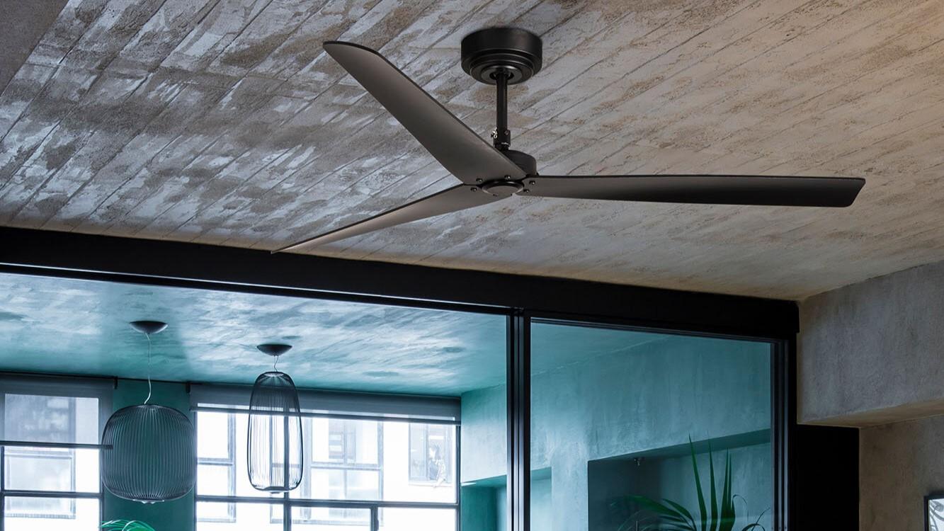 Milos 132cm Black-Black Ceiling Fan with Remote Control by Faro