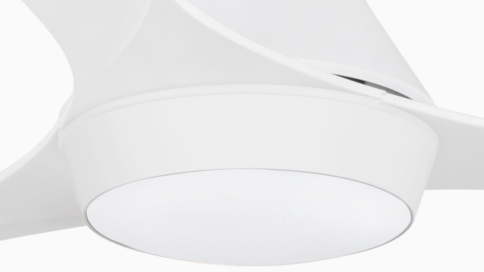 Polaris 132cm White-White Ceiling Fan with Light & Remote Control by Faro