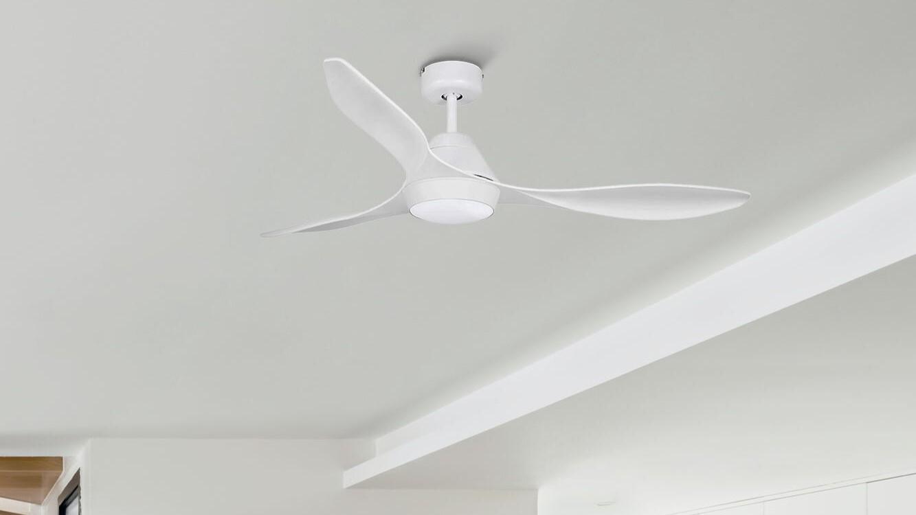 Polaris 132cm White-White Ceiling Fan with Light & Remote Control by Faro