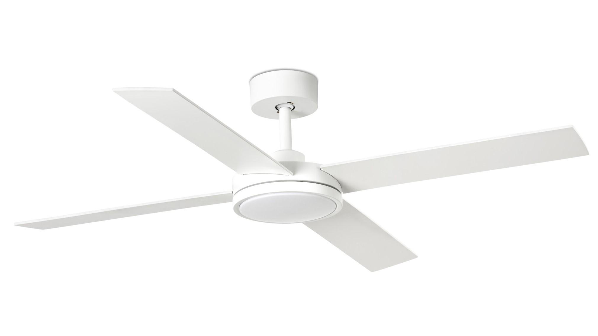 Saint 132cm White-White Ceiling Fan with Light & Remote Control by Faro