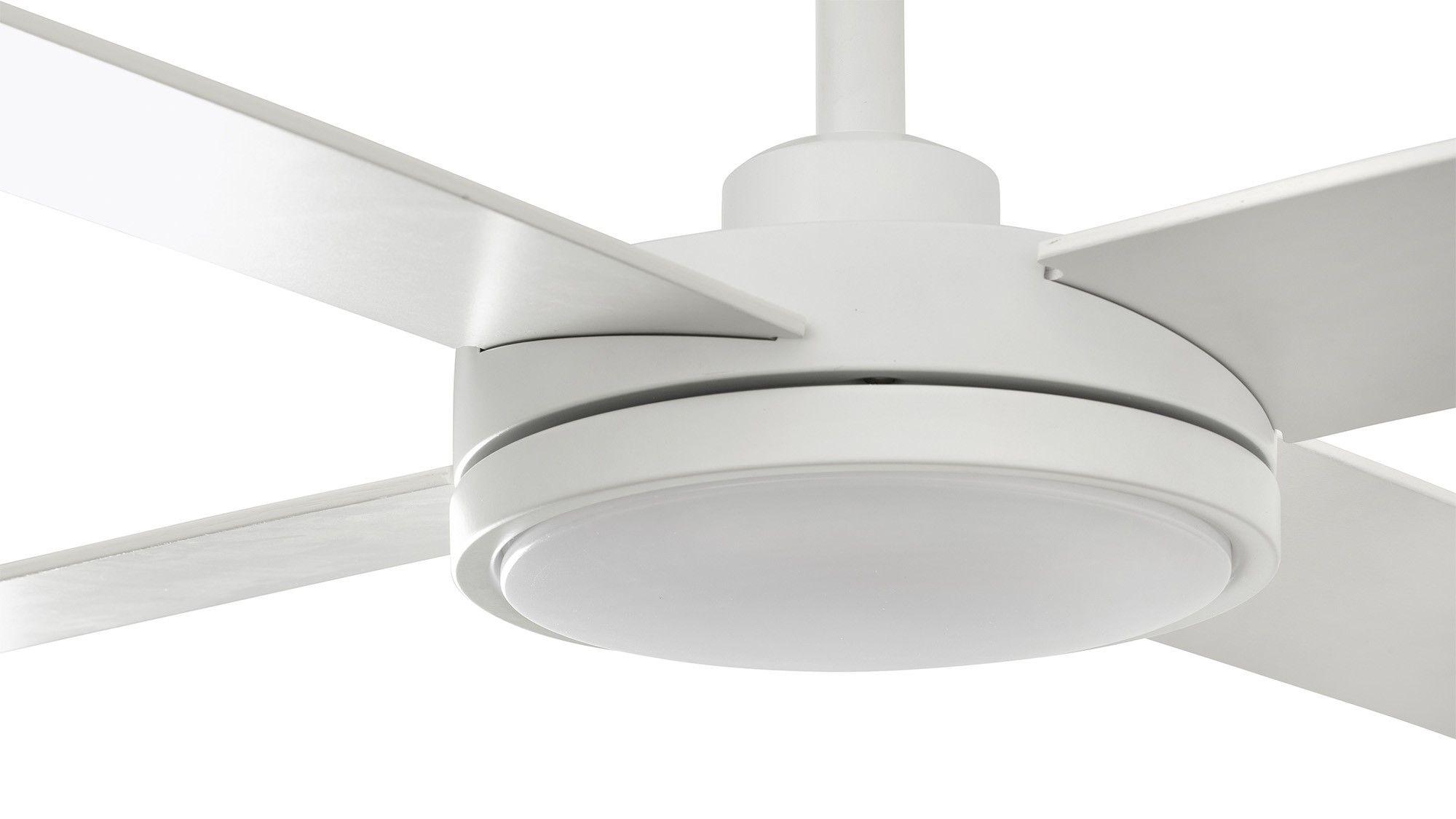 Saint 132cm White-White Ceiling Fan with Light & Remote Control by Faro
