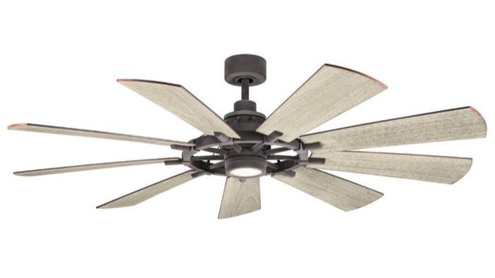 Gentry XL 216cm Zinc-Walnut Ceiling Fan with Light & Remote Control Kichler