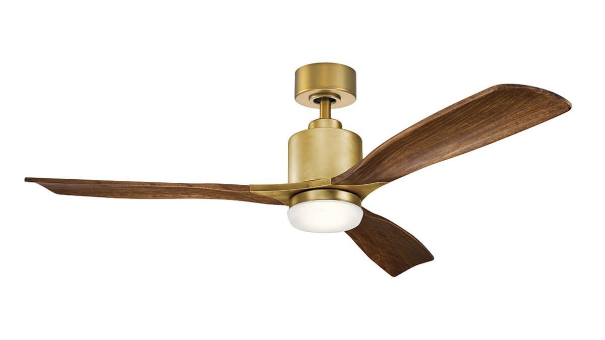 Ridley 132cm Brass-Cherry Ceiling Fan with Light & Remote Control by Kichler