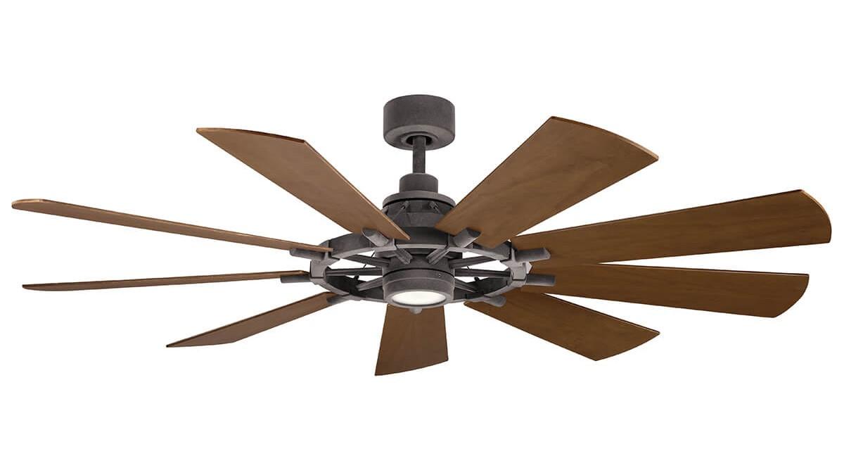 Gentry XL 216cm Zinc-Walnut Ceiling Fan with Light & Remote Control Kichler