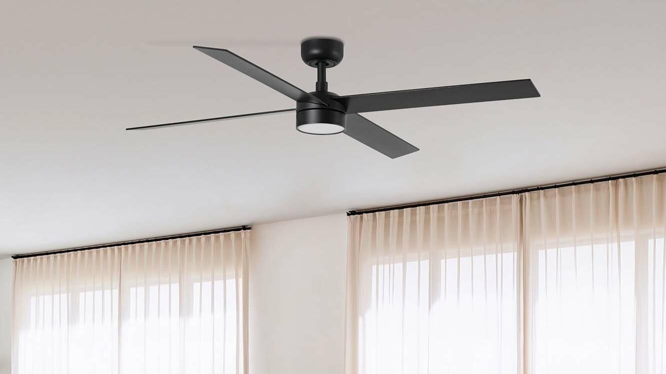 Rudder 4 132cm Black-Walnut Ceiling Fan with Light & Remote Control by Faro