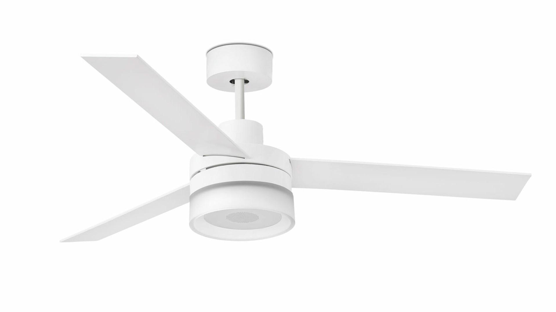 Ice 132cm White-White Ceiling Fan with Light & Remote Control by Faro