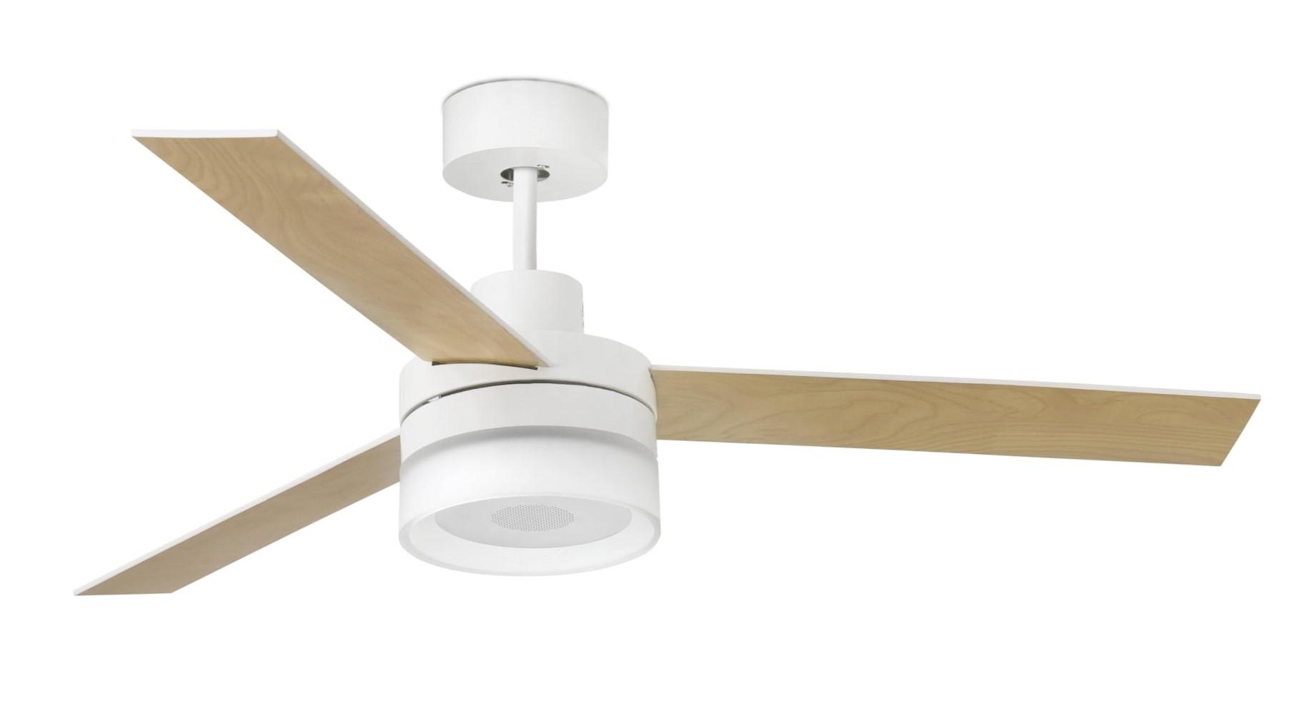 Ice 132cm White-White Ceiling Fan with Light & Remote Control by Faro