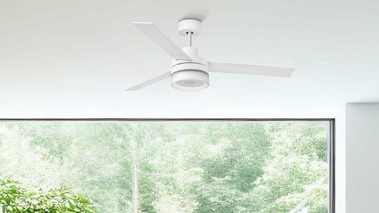 Ice 132cm White-White Ceiling Fan with Light & Remote Control by Faro