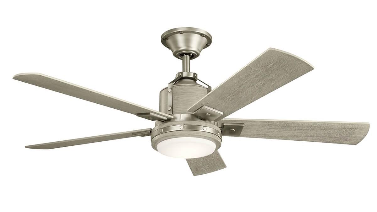 Colerne 132cm Nickel-Walnut Ceiling Fan with Light & Remote Control by Kichler