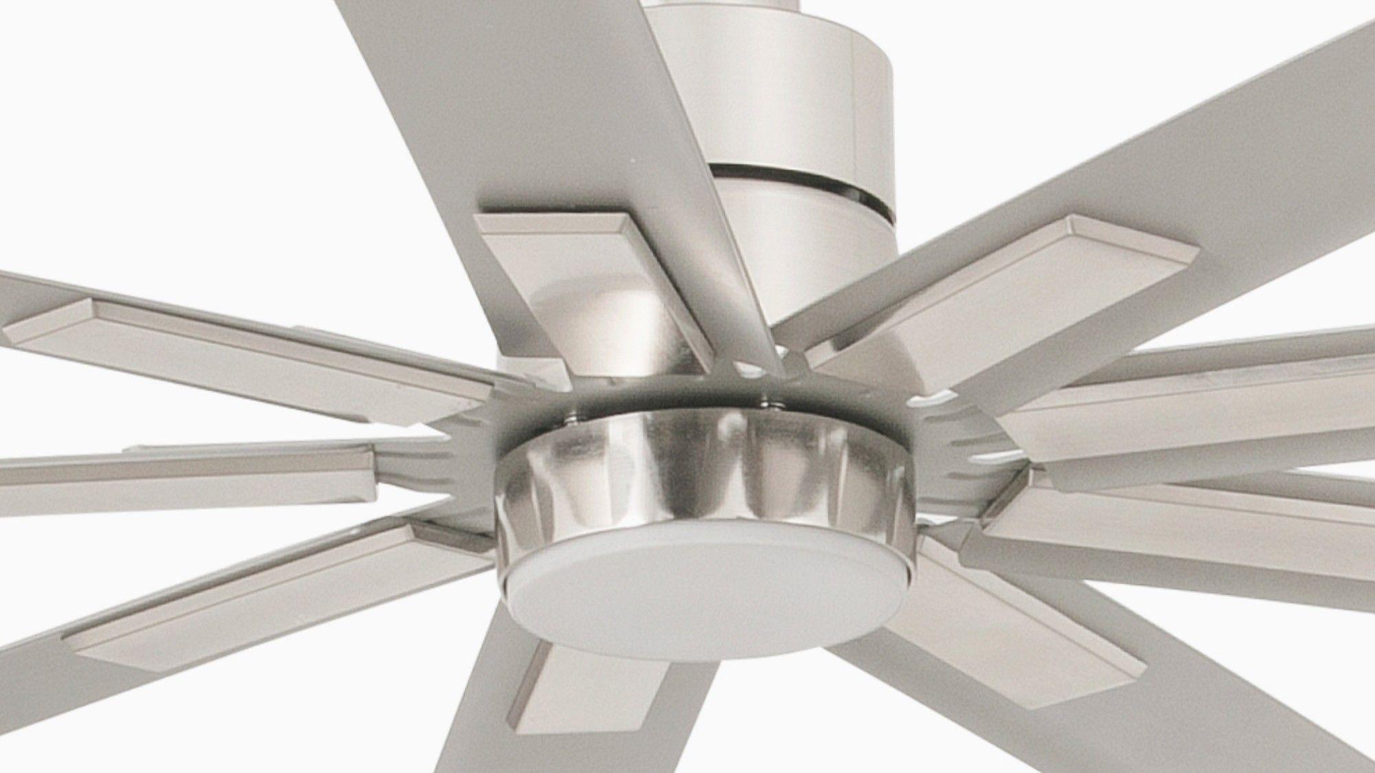 Manhattan 244cm Nickel-Aluminium Ceiling Fan with Light & Remote Control by Faro