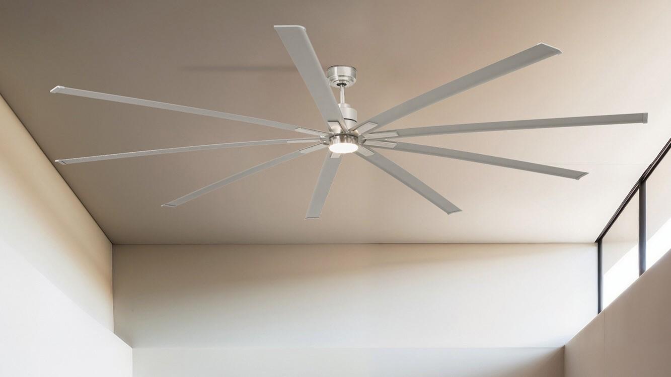 Manhattan 244cm Nickel-Aluminium Ceiling Fan with Light & Remote Control by Faro