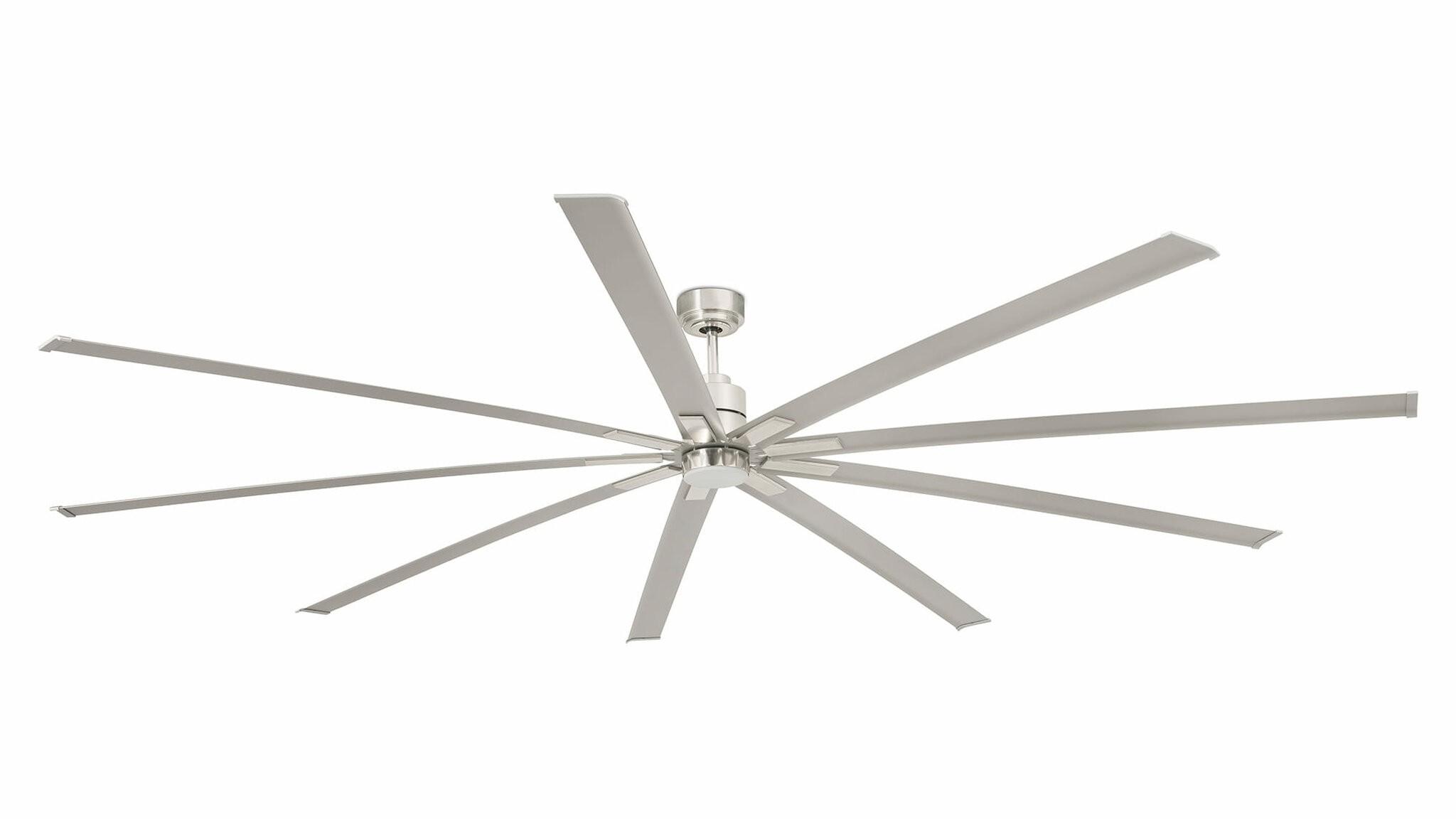Manhattan 244cm Nickel-Aluminium Ceiling Fan with Light & Remote Control by Faro