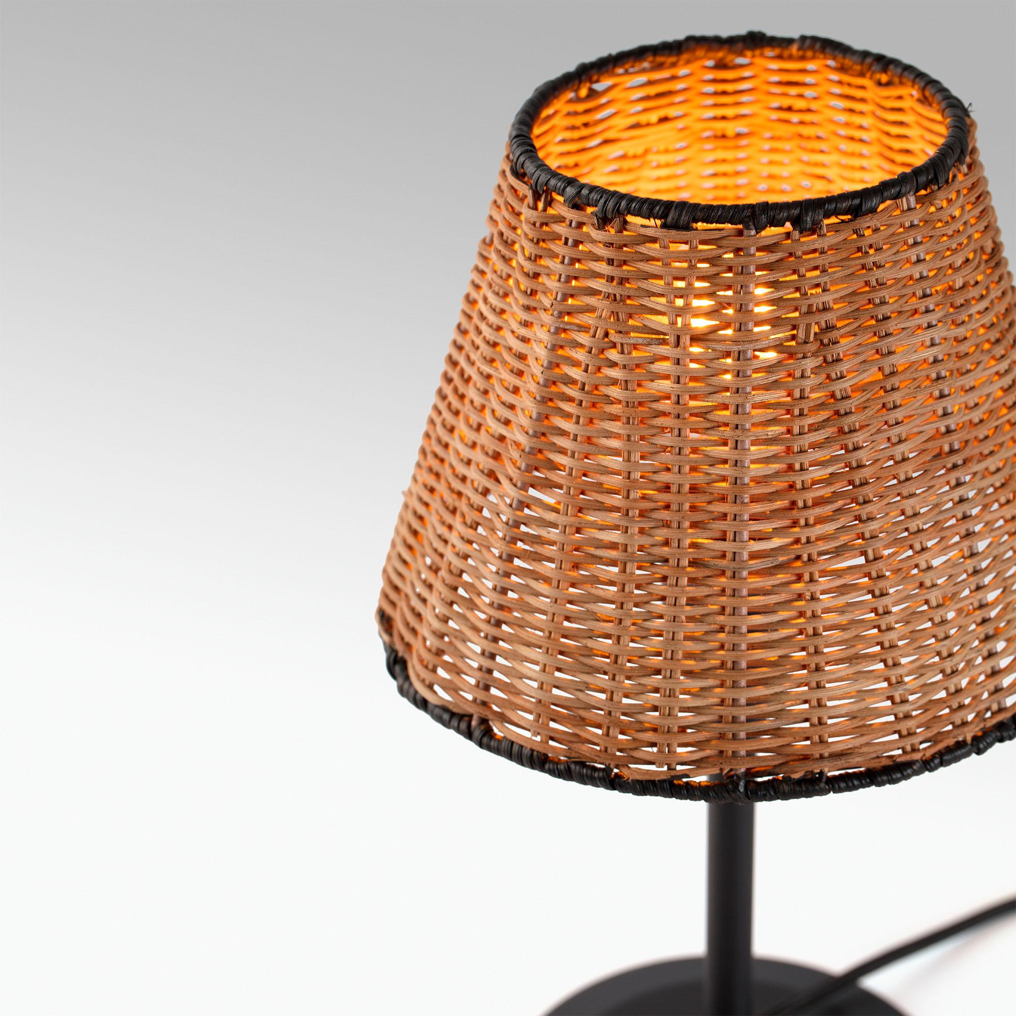 SUMBA S Black/rattan mini table lamp