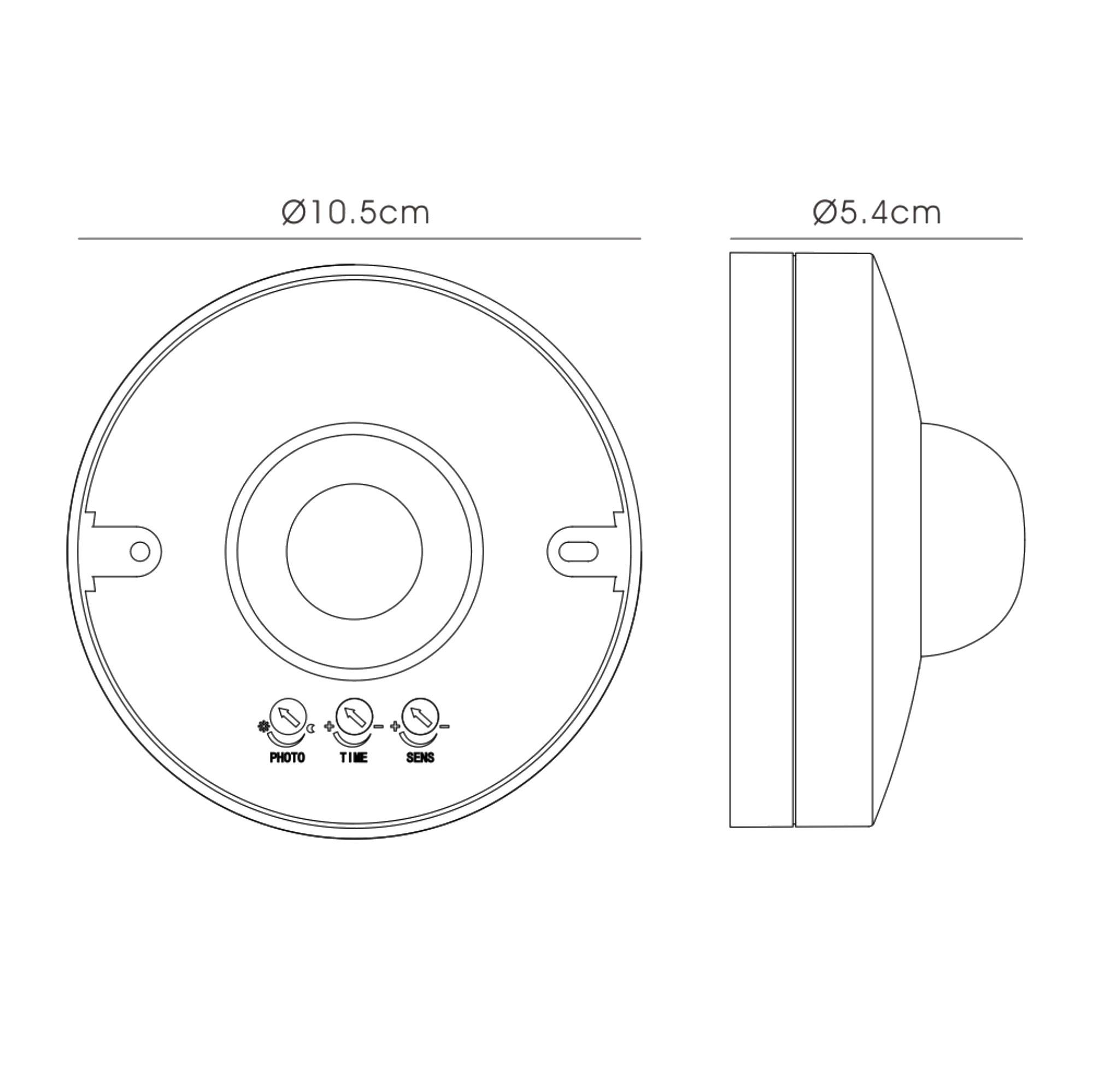 Espial Surface Mounted IP20 6m 360 Deg PIR Sensor With Adjustable Time And Lux Level White Finish
