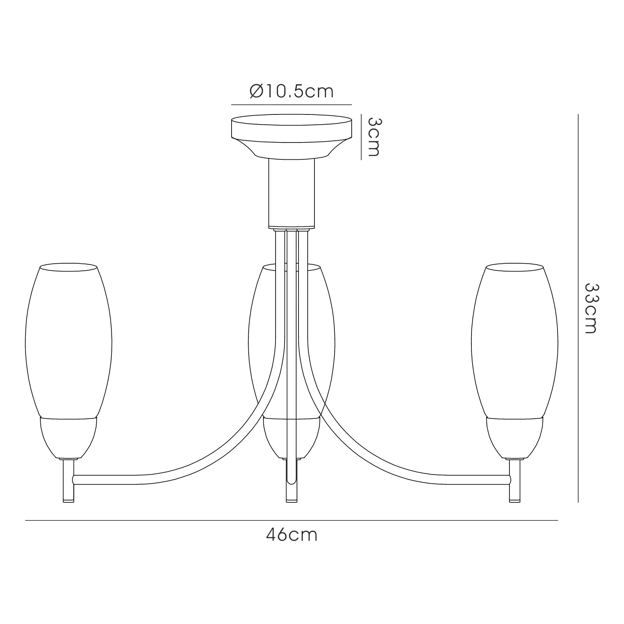 Devon 46cm Ceiling 3 Light E14 Satin Nickel/Opal Glass