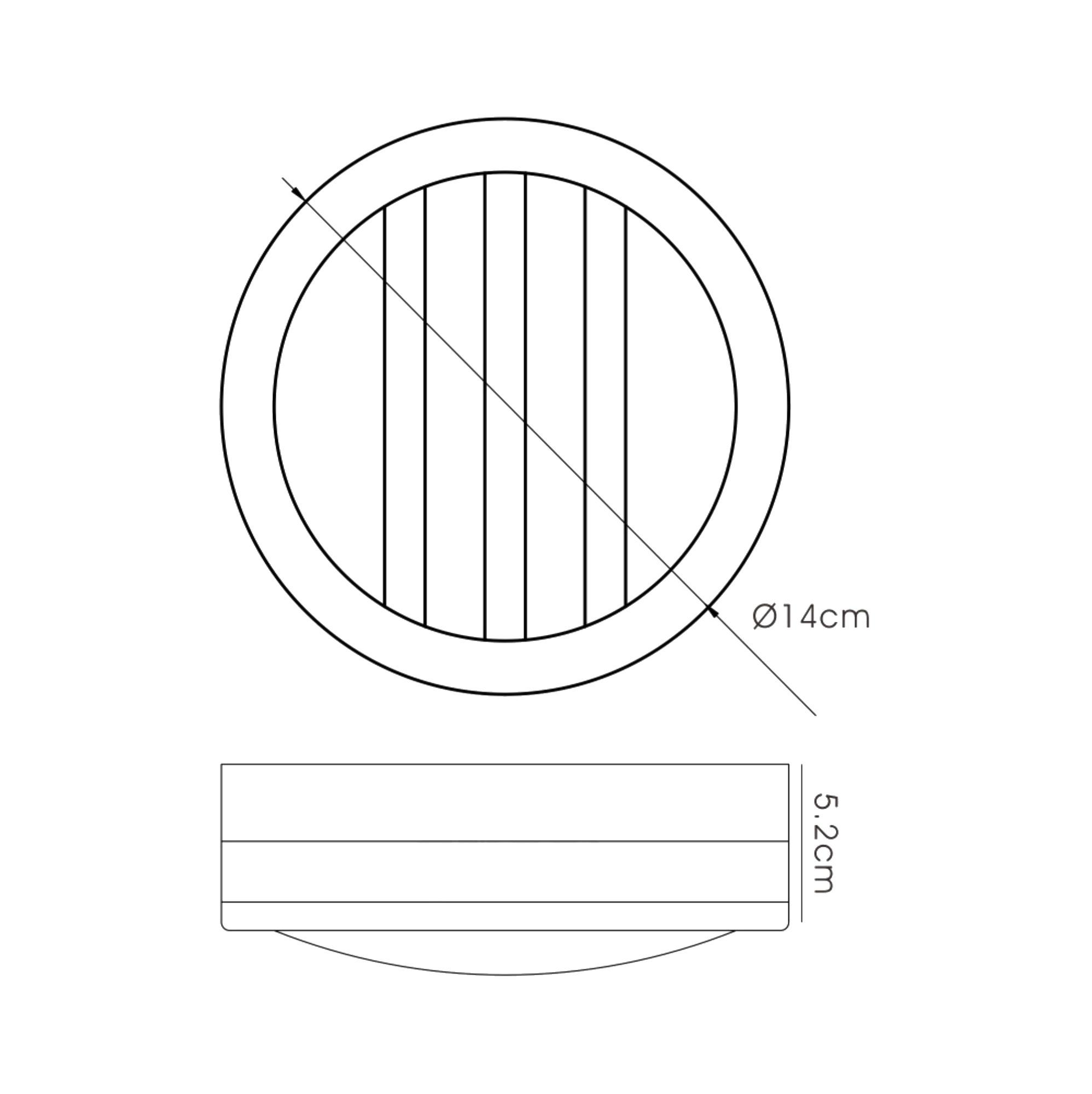 Aldo Round Flush Ceiling/Wall Lamp 2.4W LED IP44 Exterior Louvre Design Stainless Steel/Opal, 2yrs Warranty