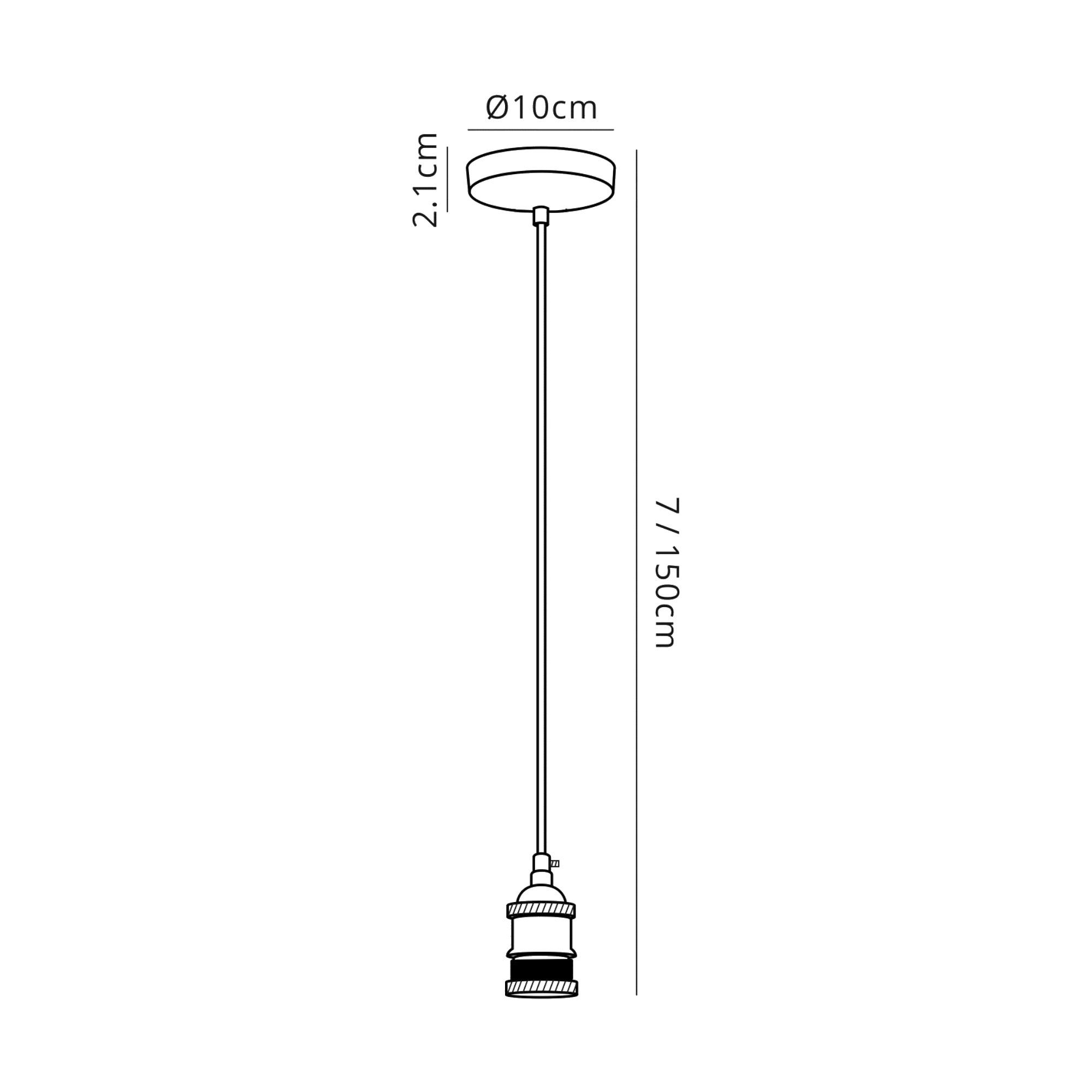 Dreifa 1.5m Single Pendant, 1 x E27, Polished Chrome/Red Braided Cable (Maximum Load 1.5kg)