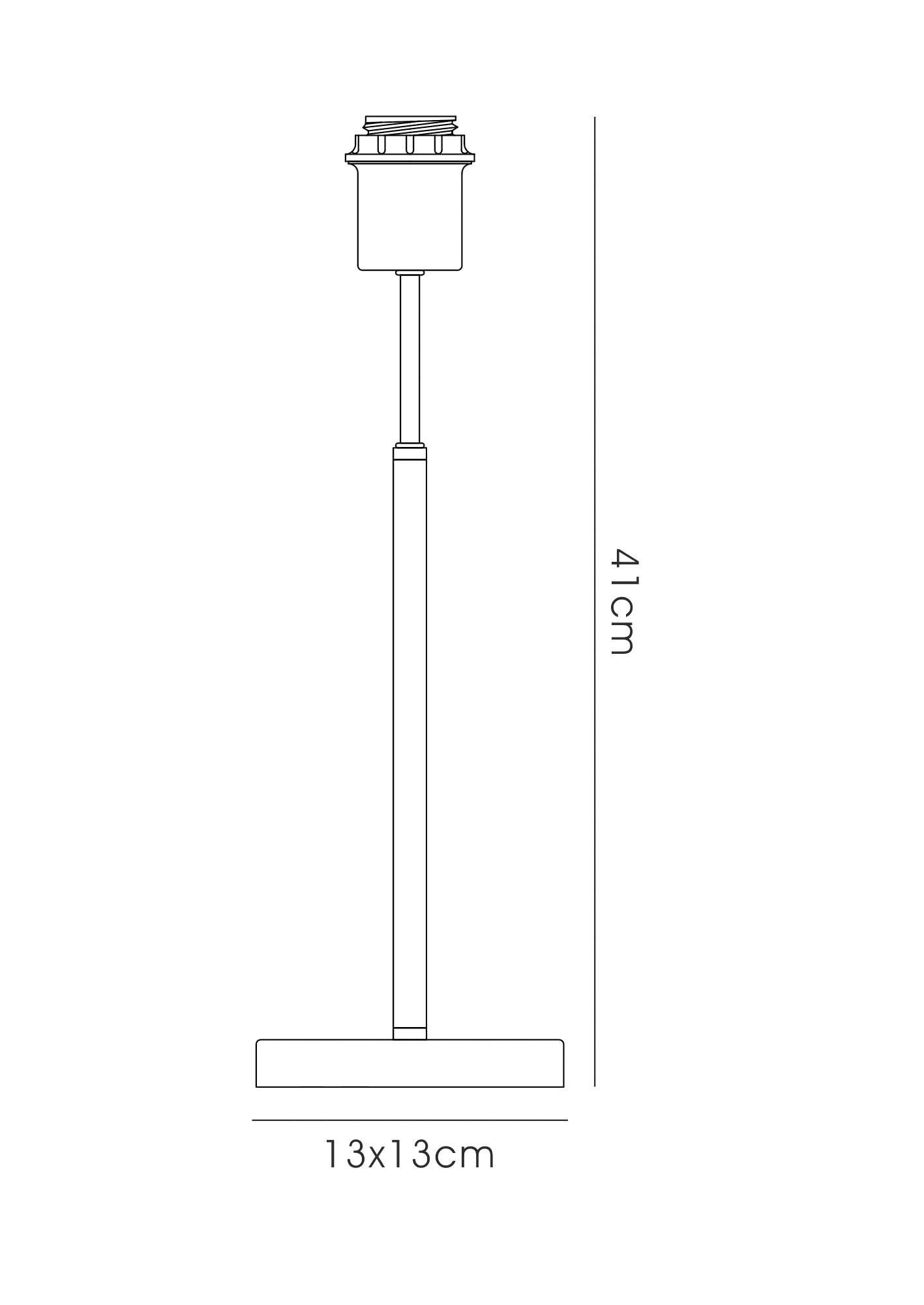 Camino Square Base Small Table Lamp Without Shade, Inline Switch, 1 Light E27 Polished Chrome