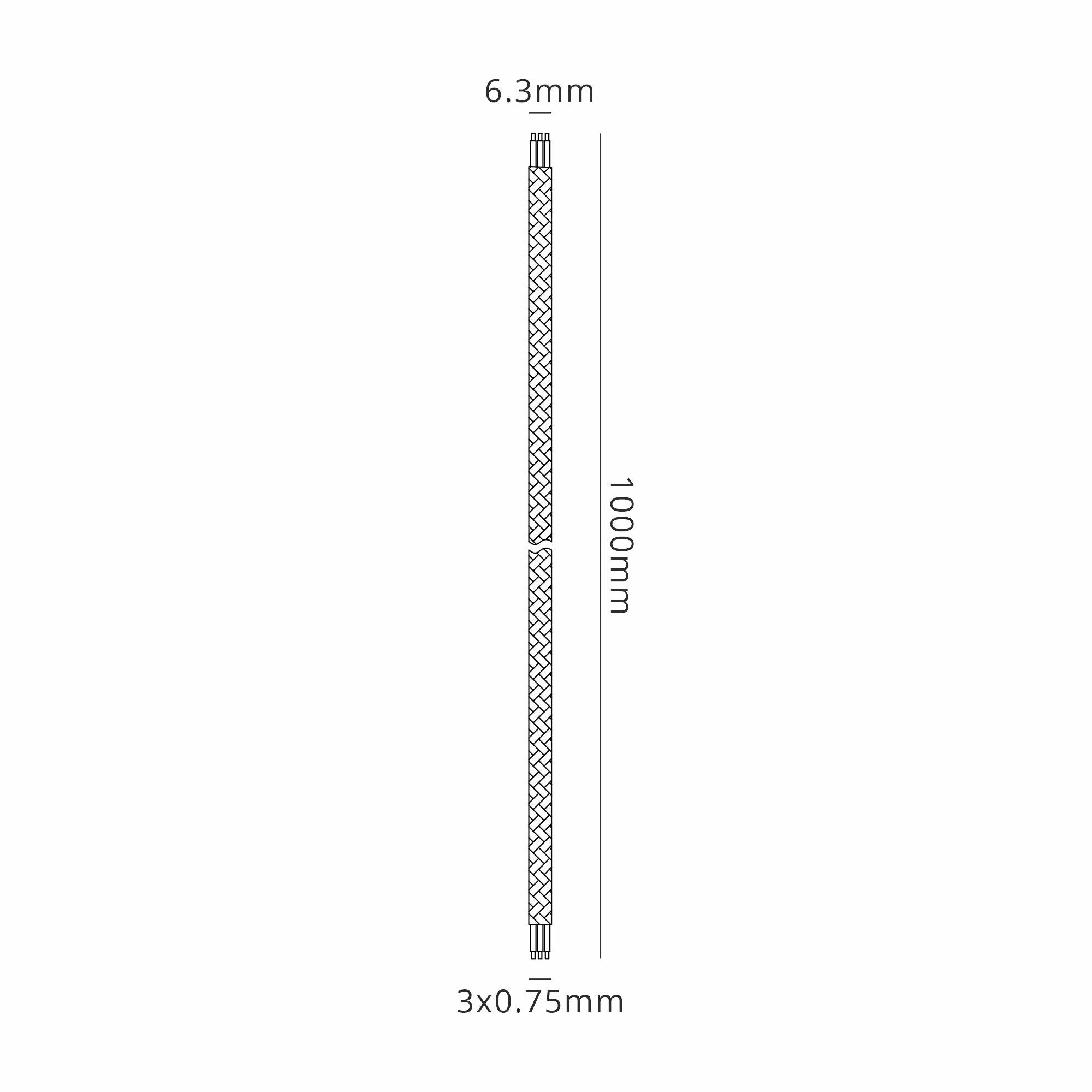 Cavo 1m White Braided 3 Core 0.75mm Cable VDE Approved (qty ordered will be supplied as one continuous length)