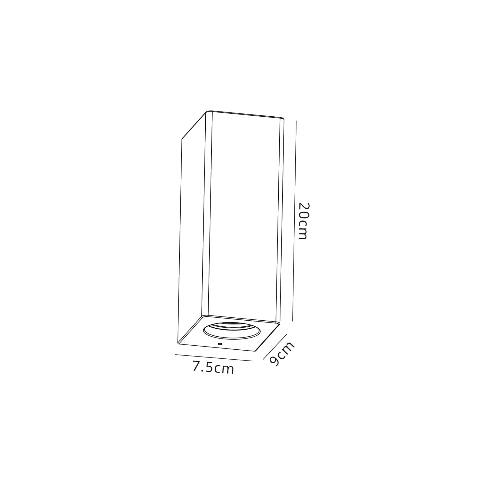 Alina Rectangular Up & Down Wall Lamp, 2 x GU10, White Paintable Gypsum