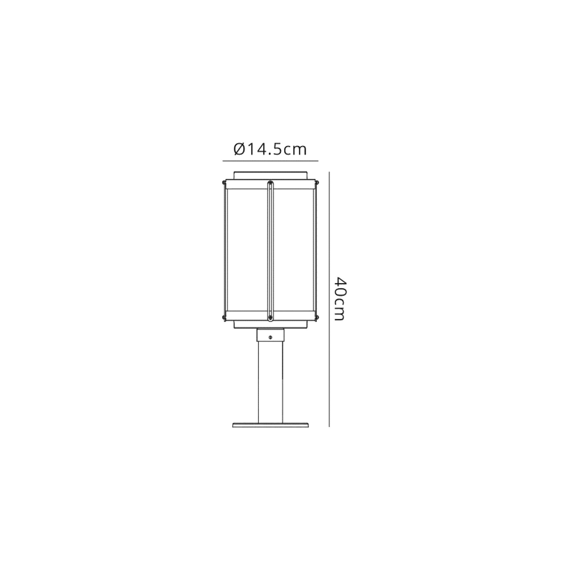 Reva Short Post, 1 x E27, IP44, Black/Clear PC, 2yrs Warranty