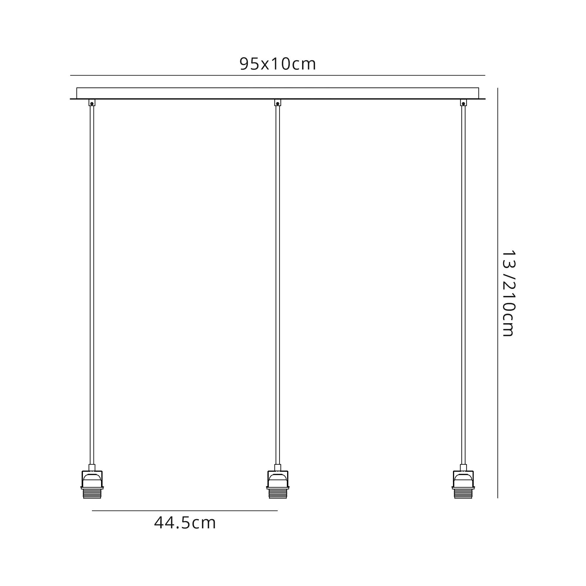 Baymont Polished Chrome 3 Light E27 Universal  Linear Pendant, Suitable For A Vast Selection Of Shades 2m
