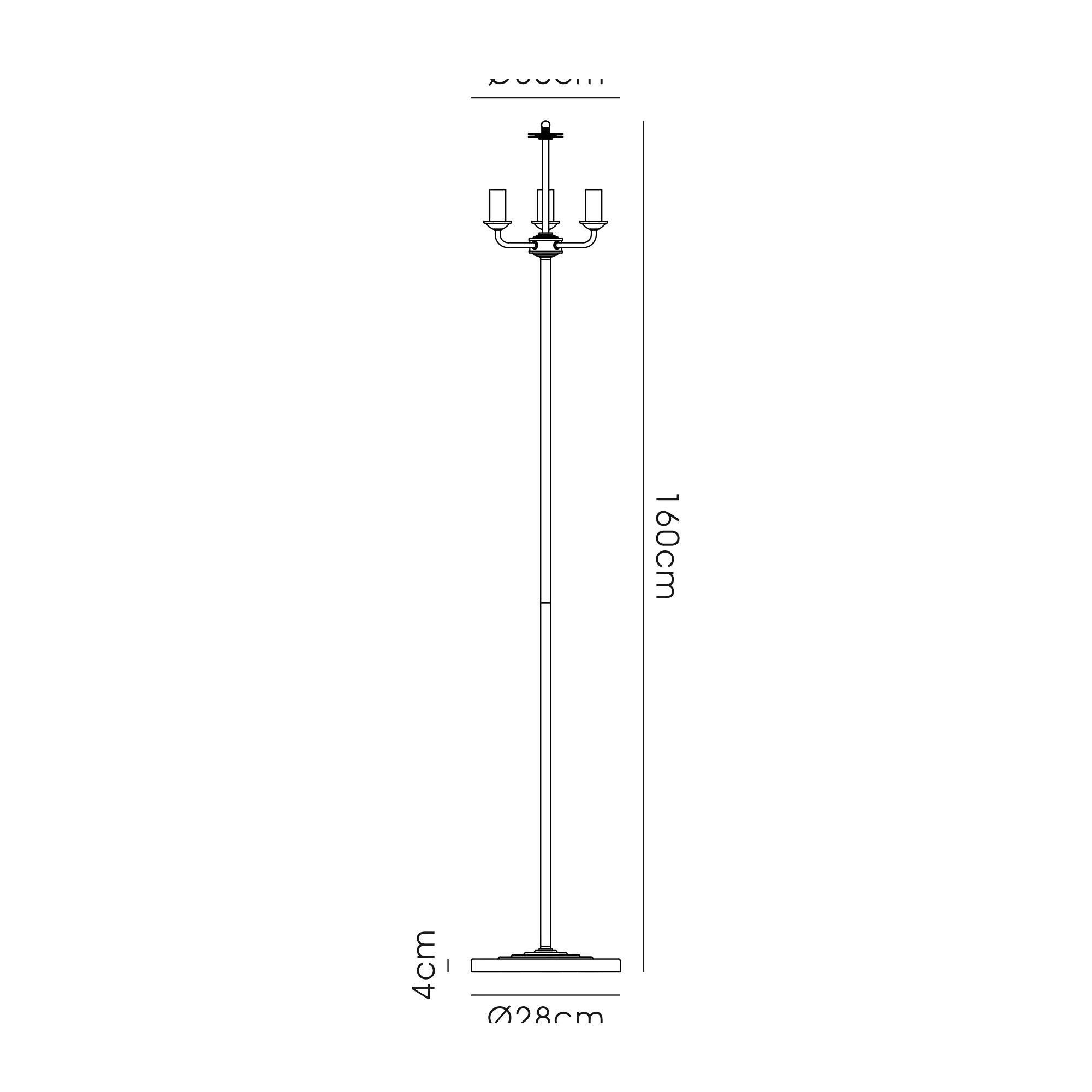 Banyan 3 Light Switched Floor Lamp Without Shade, E14 Satin Nickel