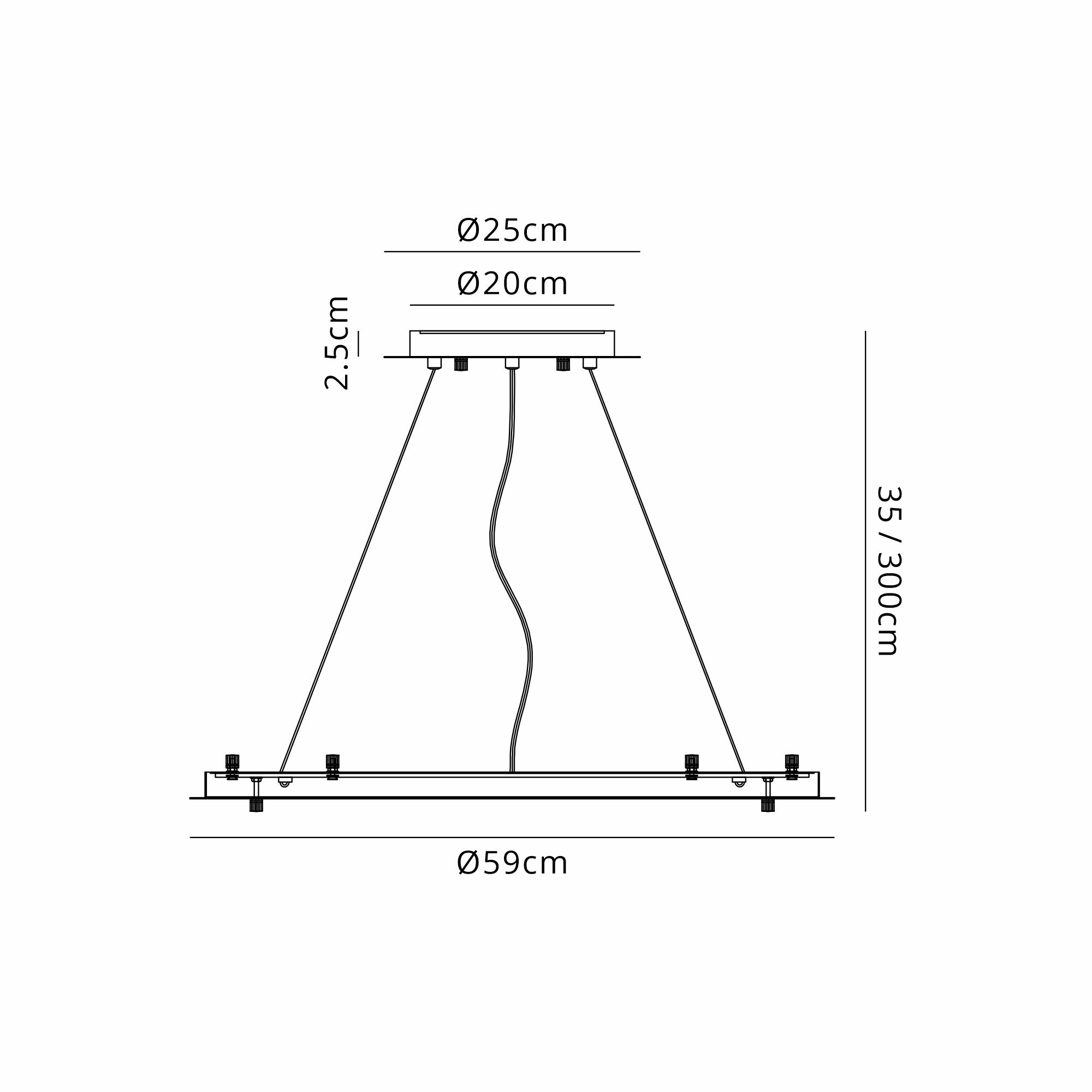 *Lowan 59cm, 3m French Gold/Painted Gold, Suspension Plate c/w Power Cable For Lowering Flush Fittings , Max Load 40kg (ONLY TESTED FOR OUR PRODUCTS)