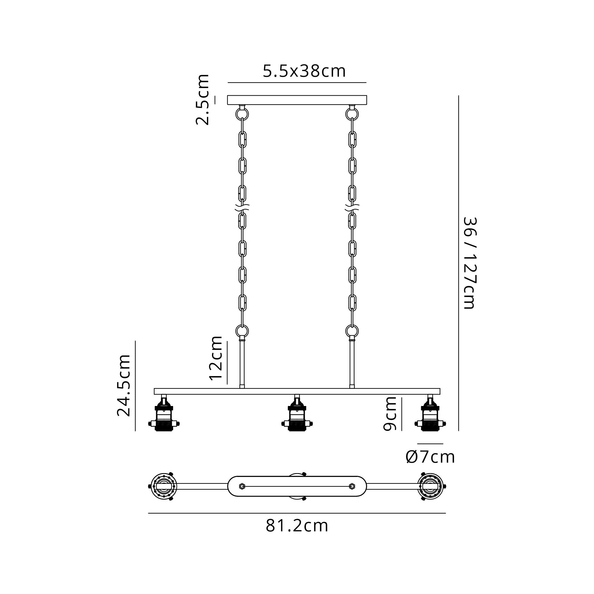 Dreifa Curved Linear Pendant (FRAME ONLY)