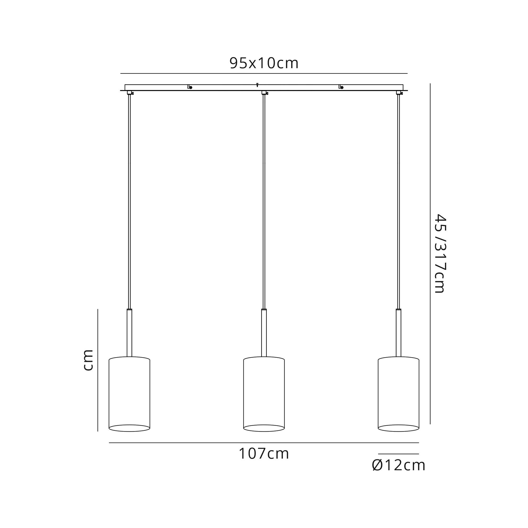 Baymont Antique Brass 3 Light E27  Linear Pendant, With 12cm x 20cm Faux Silk Shade, Grey