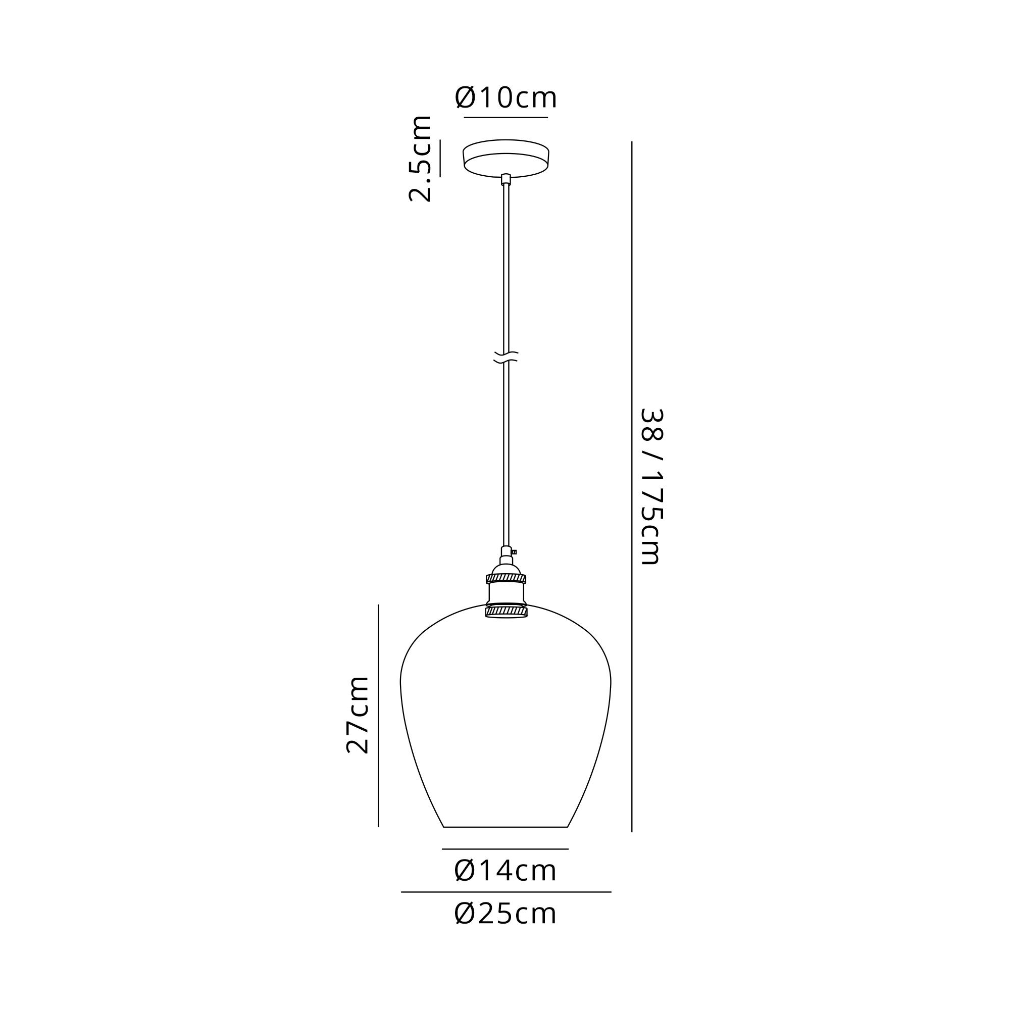 Cawdor Single Pendant, 1 Light E27, Black Chrome/Clear/Chrome Wine Glass