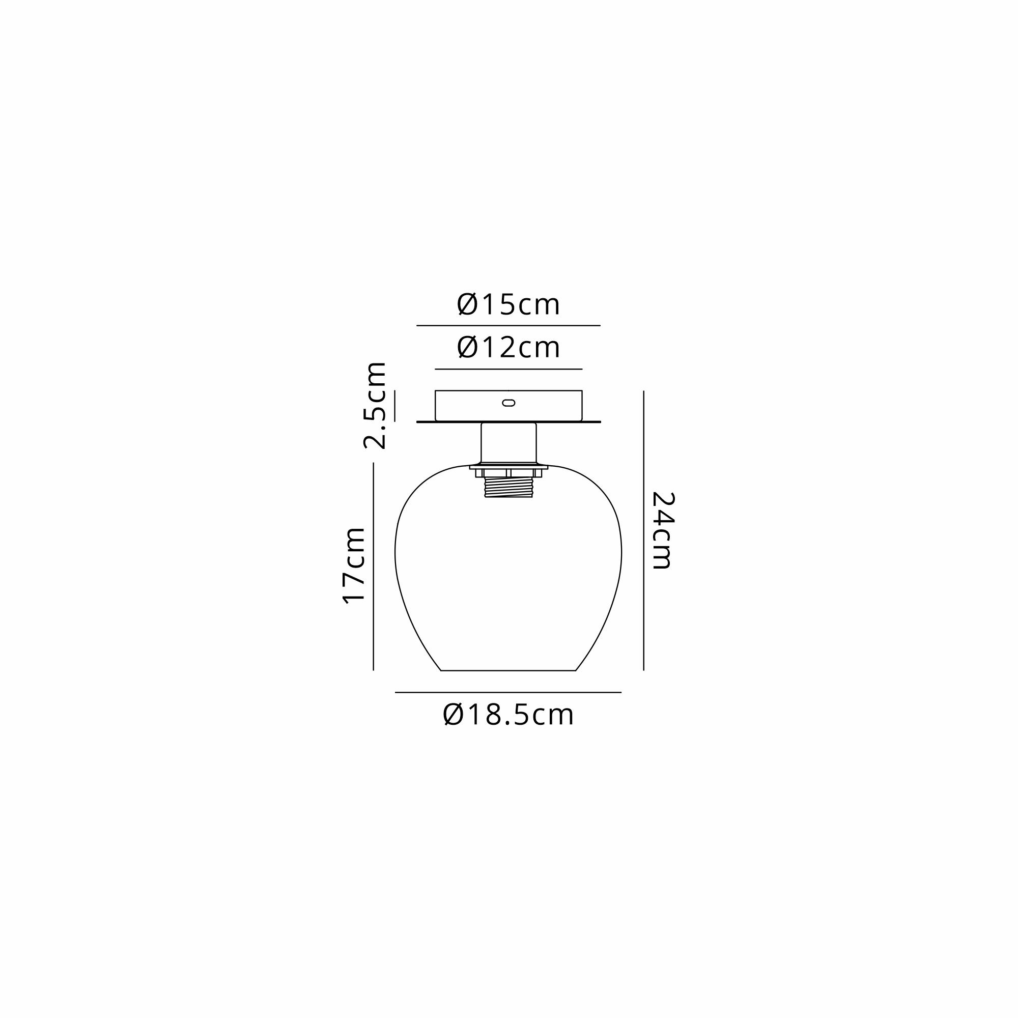 Lori 15cm Round Ceiling Flush, 1 Light Flush Fitting E27, Polished Chrome/Amber Wine Shades