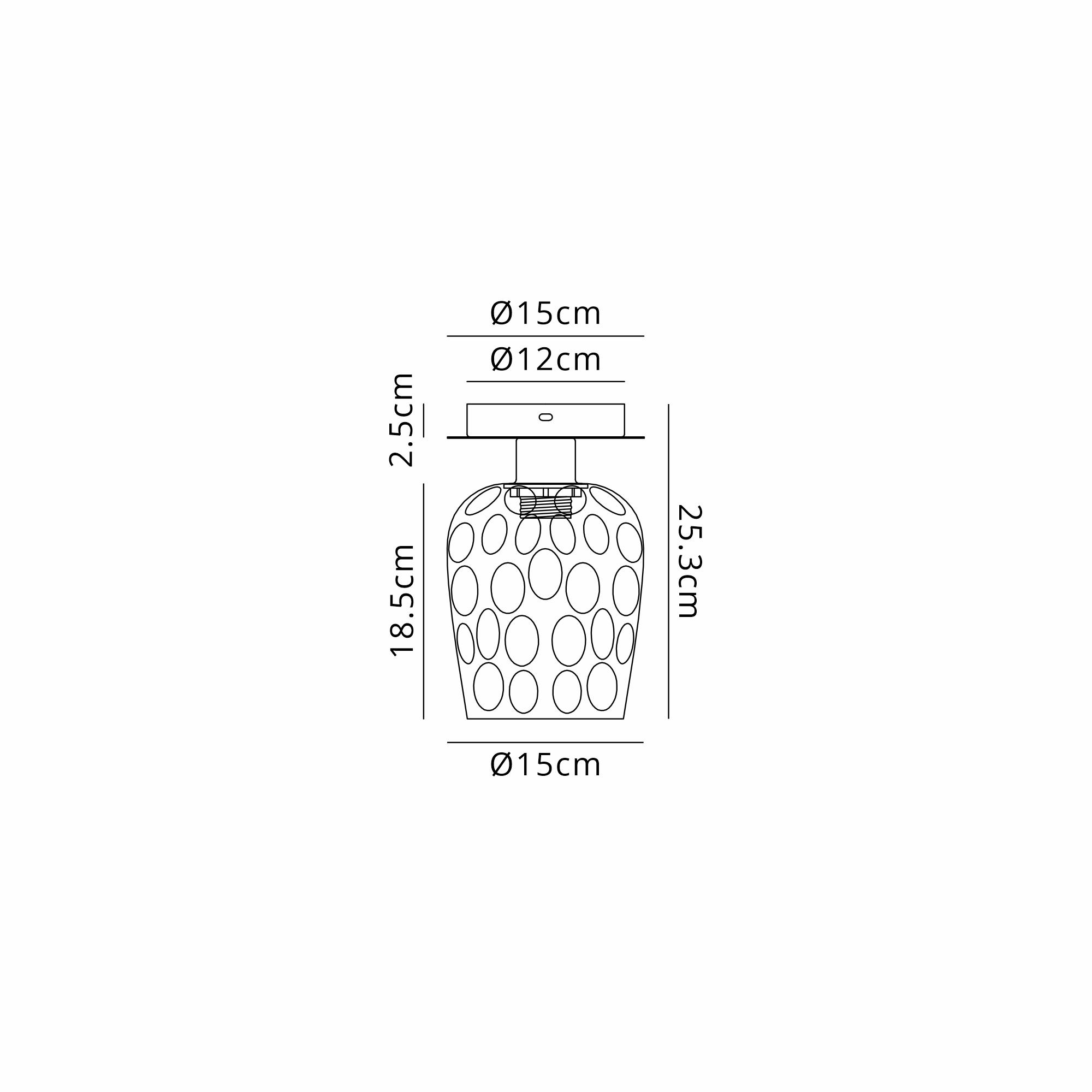 Lori 15cm Round Ceiling Flush, 1 Light Flush Fitting E27, Polished Chrome/Pink Ripple Wine Shades