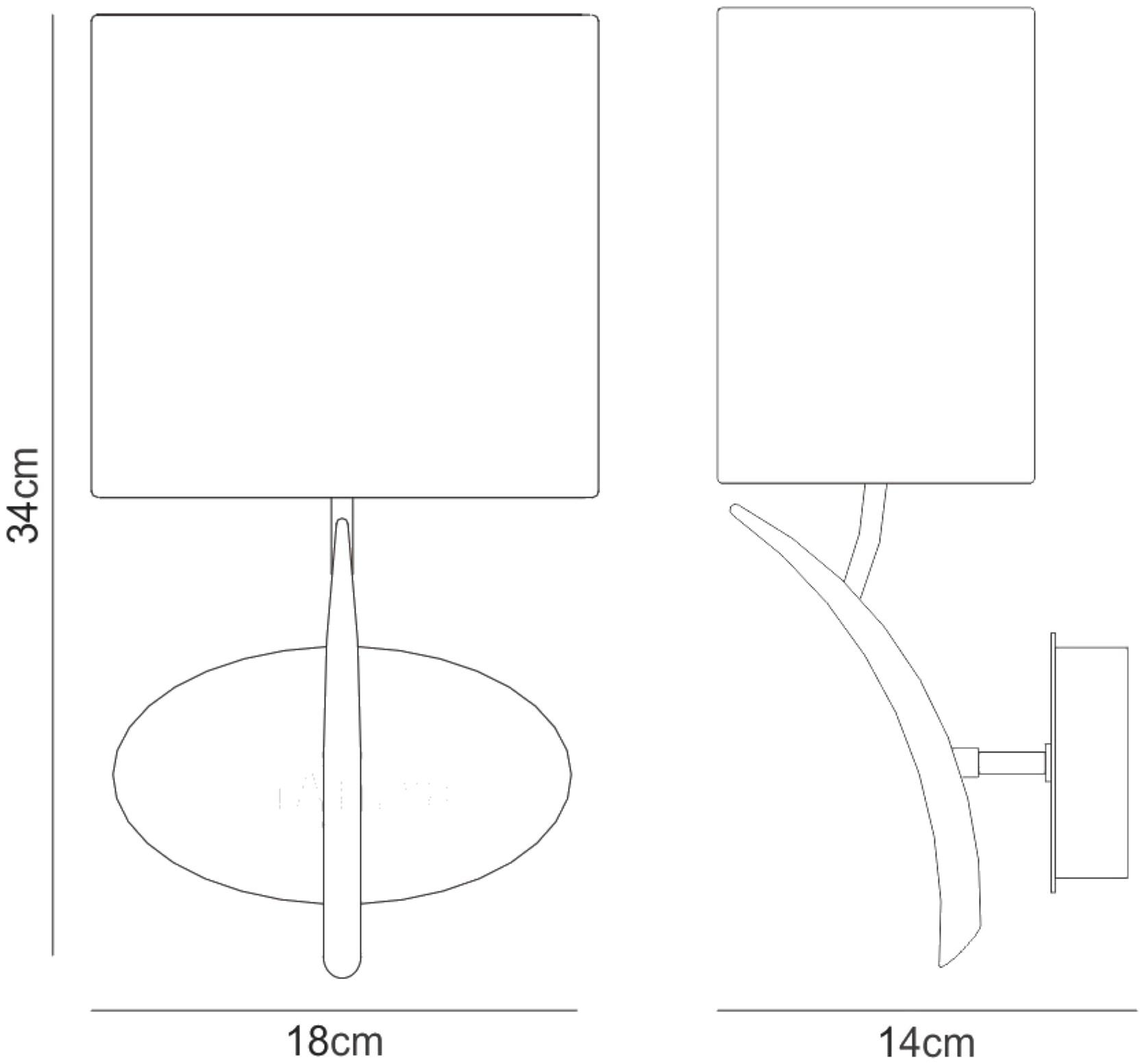 Eve Wall Lamp Switched 1 Light E27, Polished Chrome With Black Oval Shade