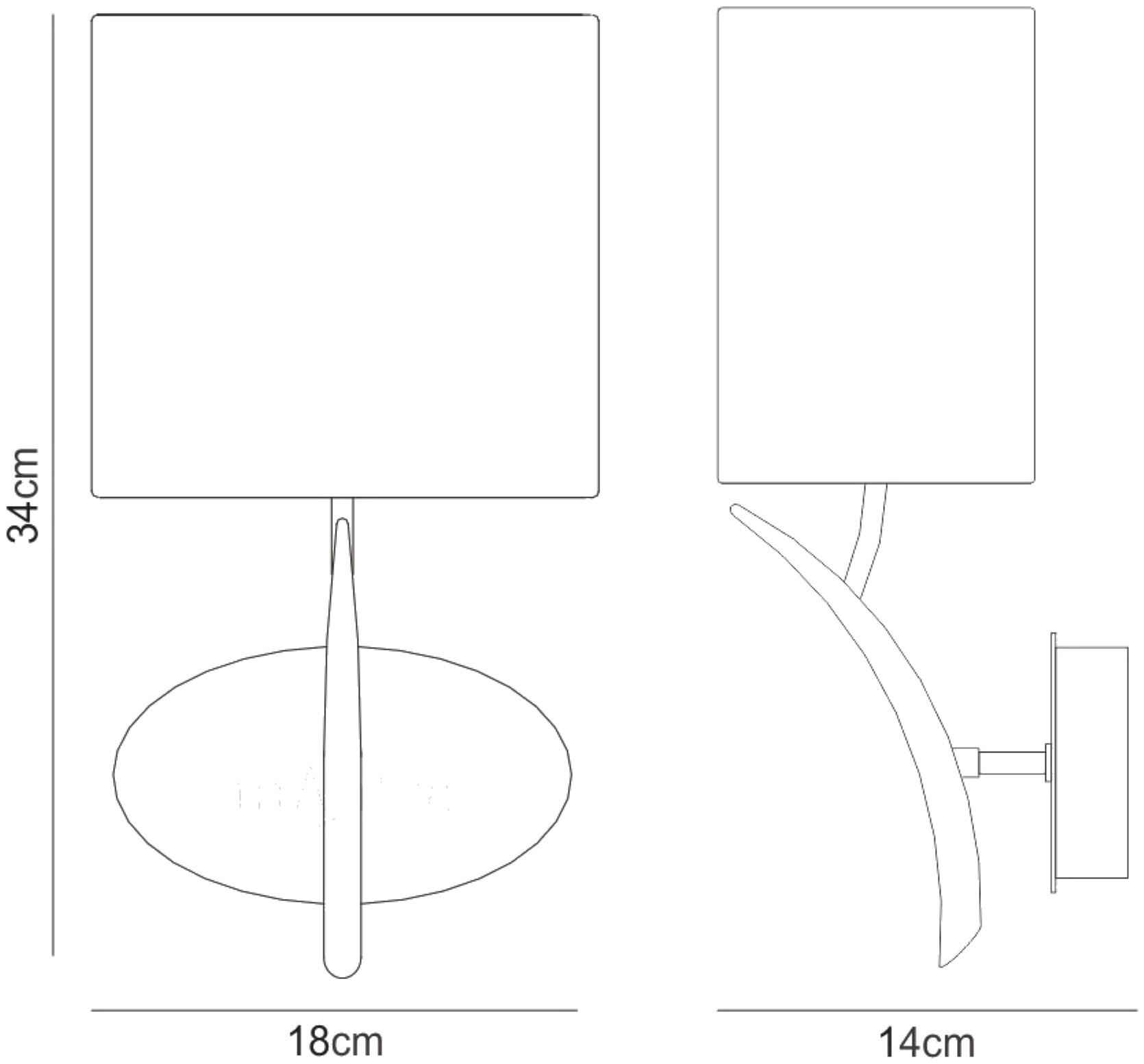 Eve Wall Lamp 1 Light E27, Anthracite With Black Oval Shade