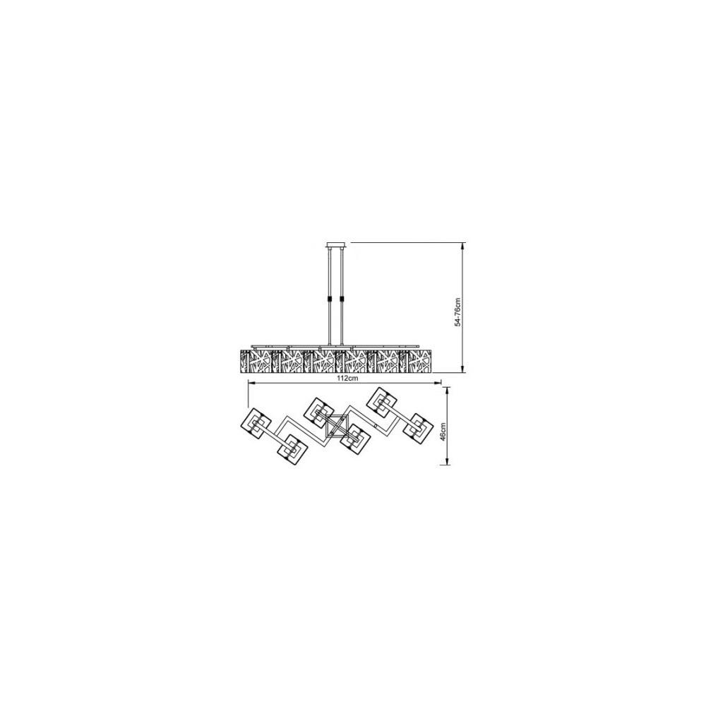 Tokio Rectangular Telescopic 6 Light G9 Line, Gloss Black/Polished Chrome