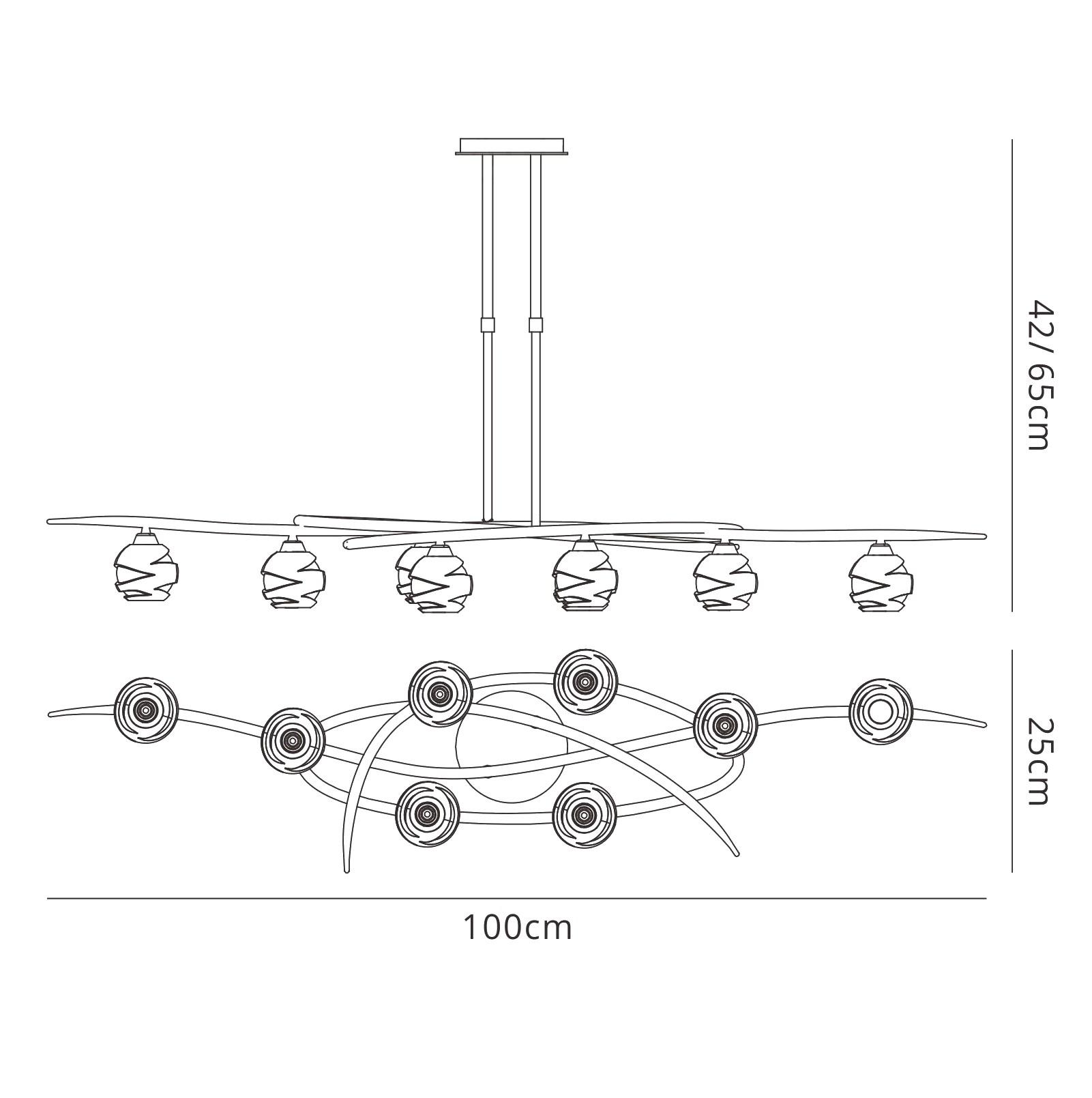 Loop Rectangular Telescopic 8 Light G9 ECO Line, Polished Chrome