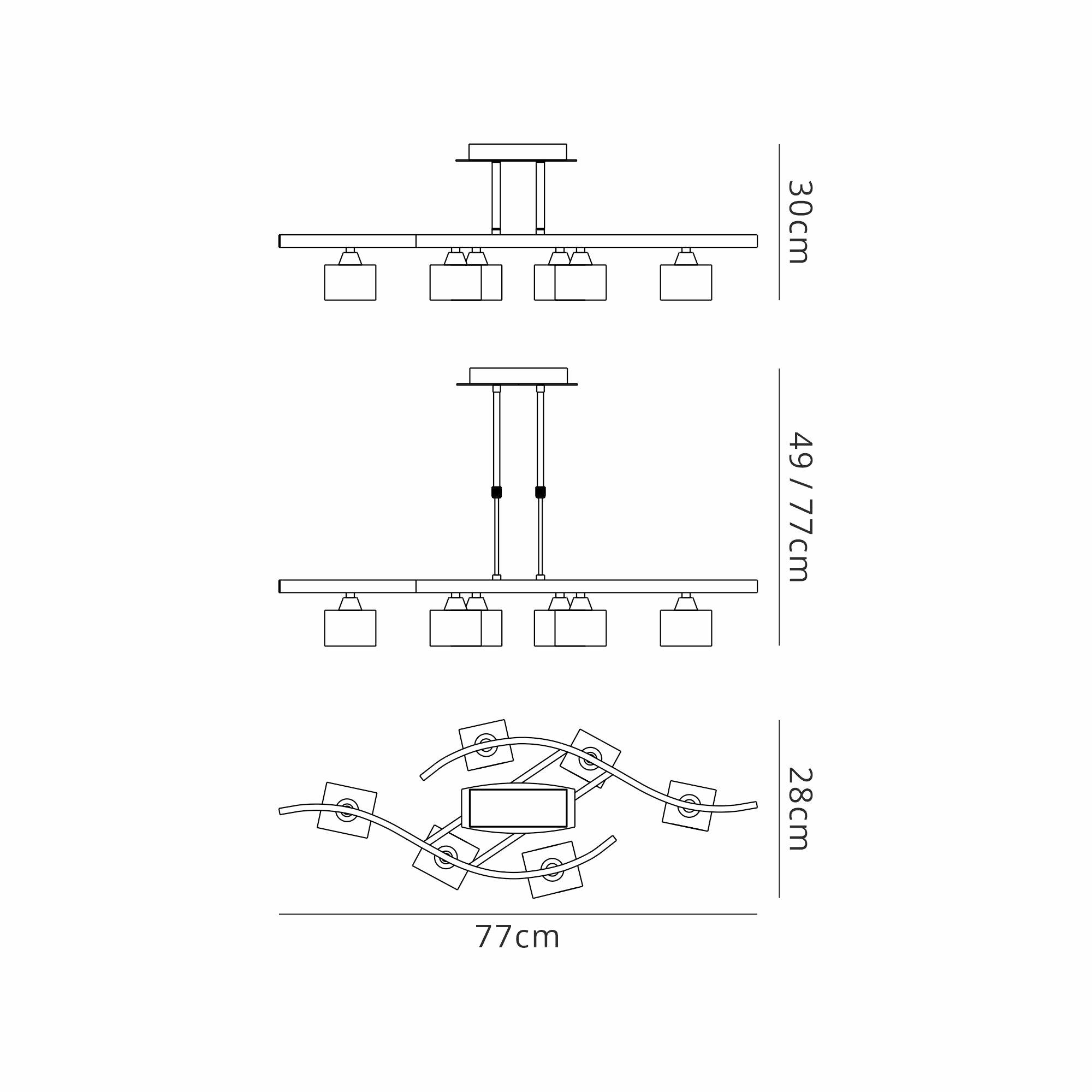 Cuadrax Rectangular Semi Flush 6 Light G9 Satin Nickel (0004023)