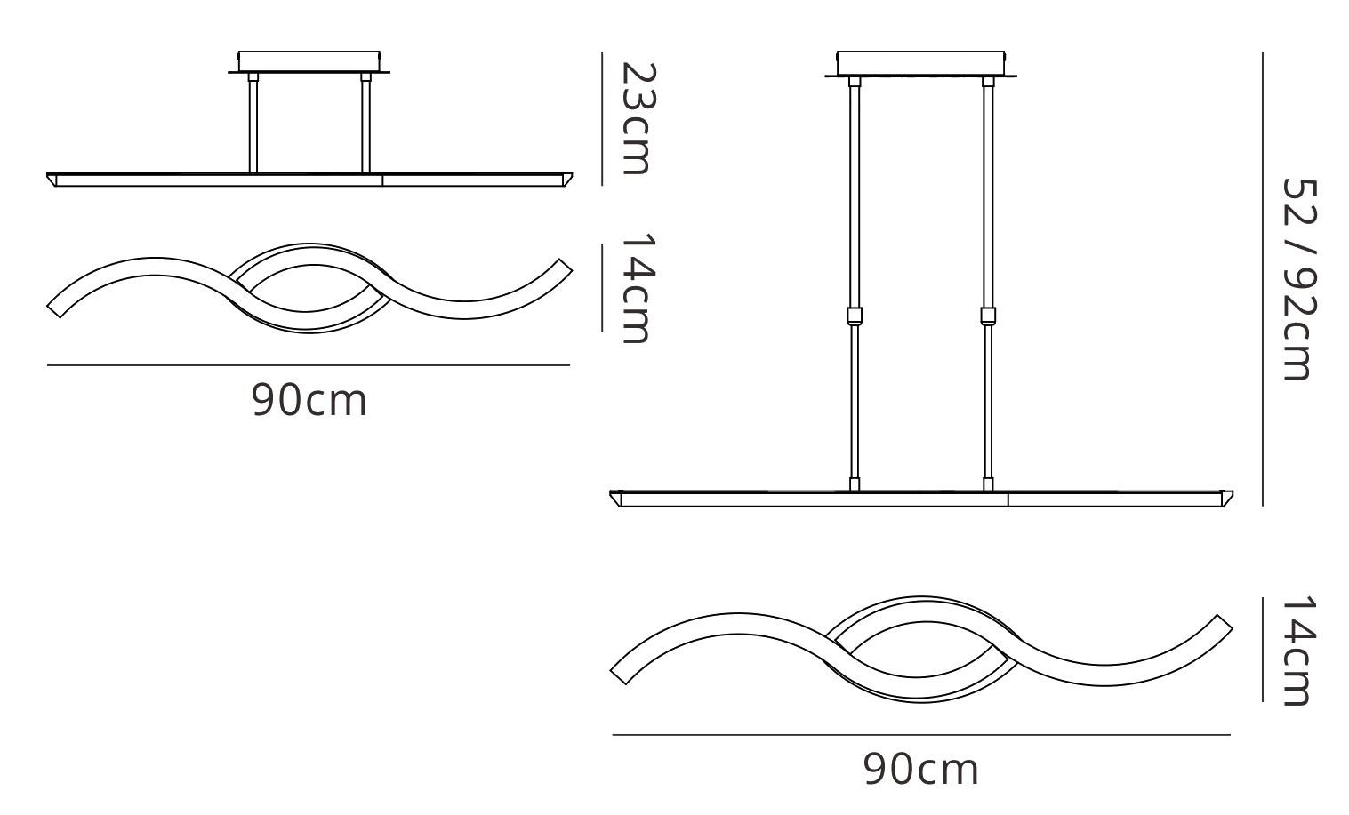 On Telescopic Convertible To Semi Flush Linear 28W LED 3000K, 2800lm, Polished Chrome, Frosted Acrylic, 3yrs Warranty