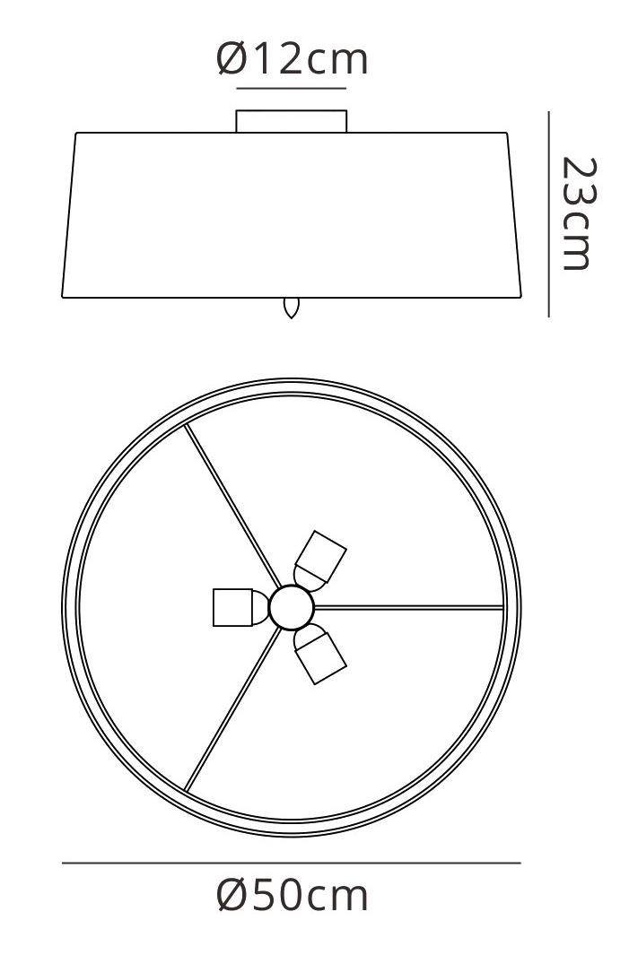 Lua Flush Ceiling 3 Light E27, Ash Grey With Ash Grey Shade