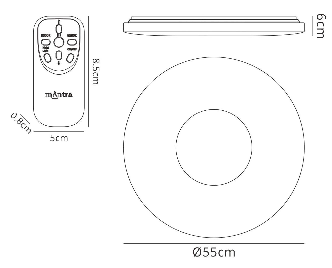 Reef 55cm 60W Tuneable White 3000K-6500K, 4200lm, Dimmable Flush Fitting With Remote Control, 3yrs Warranty