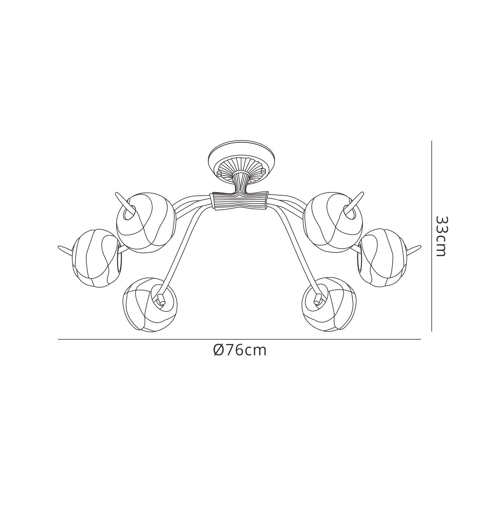 (0038 002) Wave 76cm Ceiling 6 Light G9, Rustic Gold