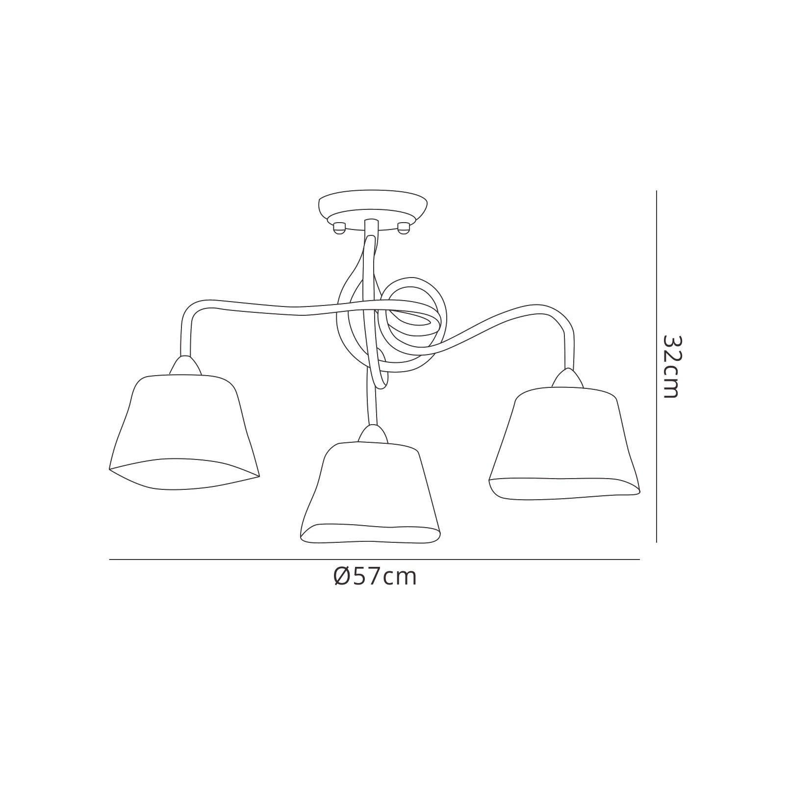 (0039 003) Tentacle 57cm Ceiling 3 Light E14, Rustic Gold