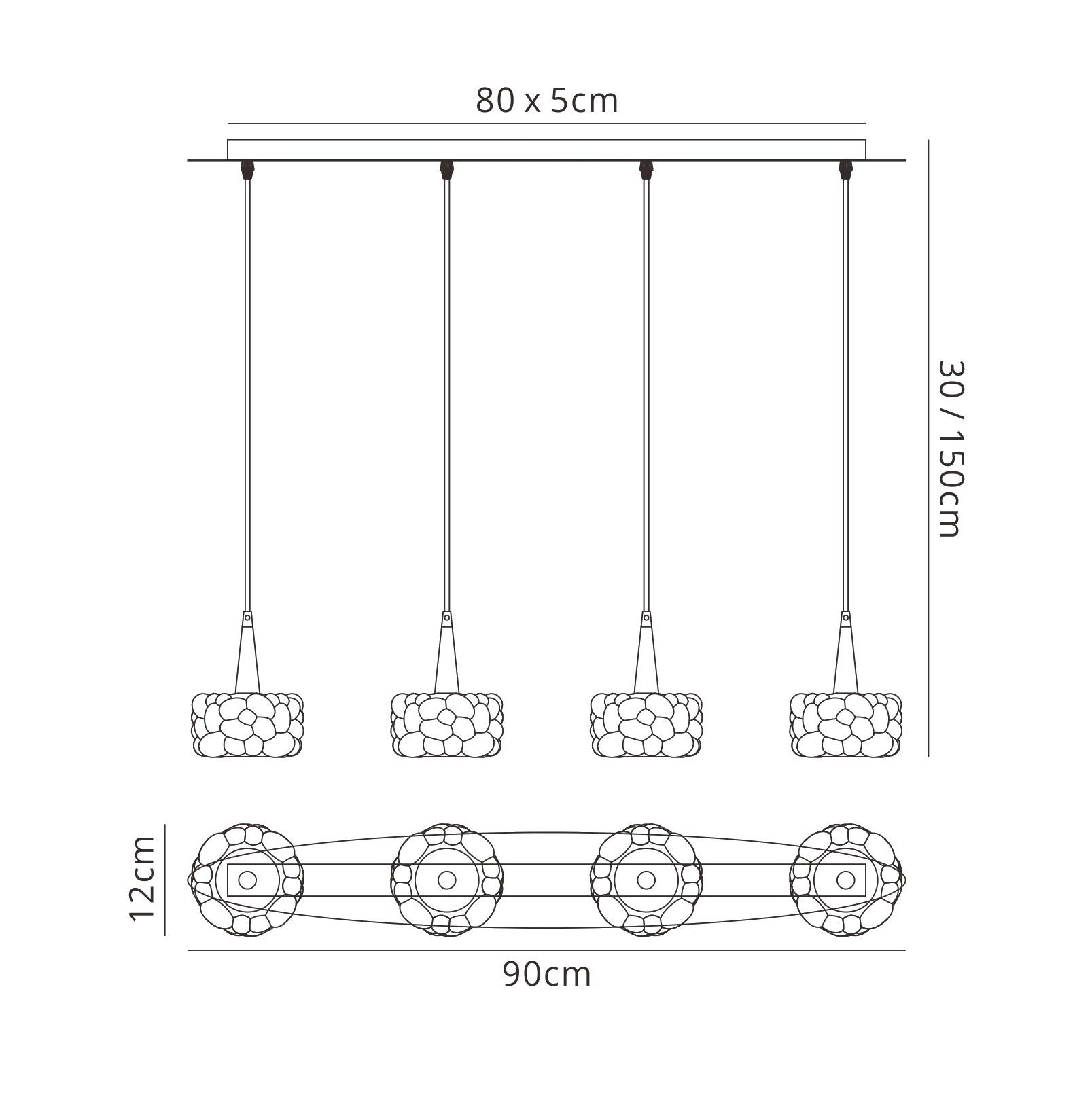 O2 Linear Pendant 4 Light G9 Line, Polished Chrome
