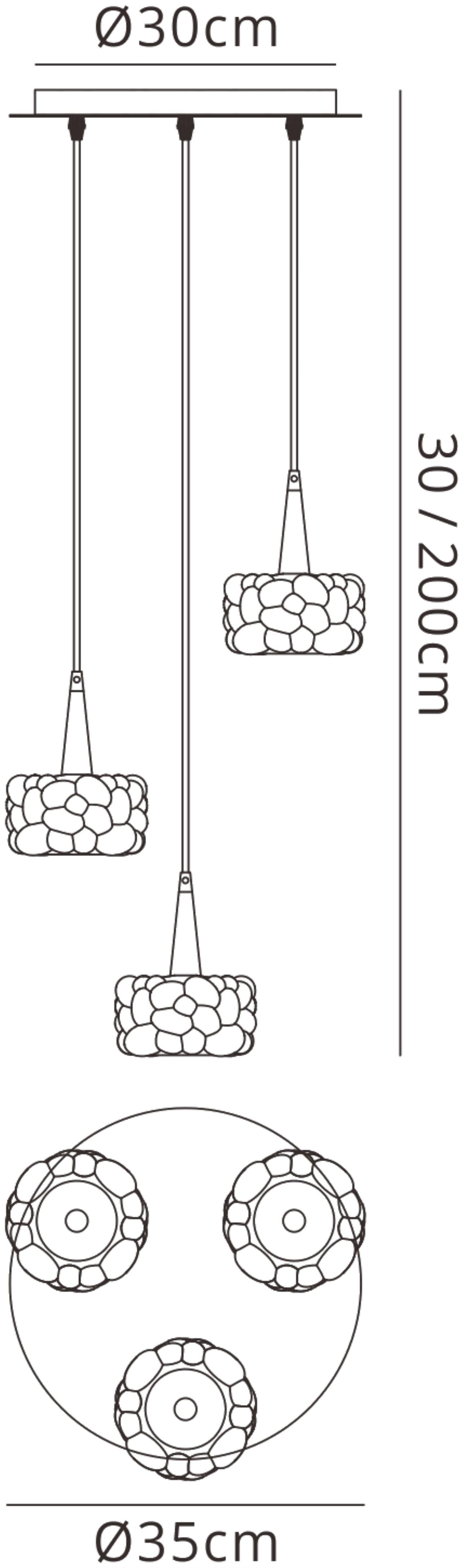 O2 35cm Pendant 3 Light G9, Polished Chrome