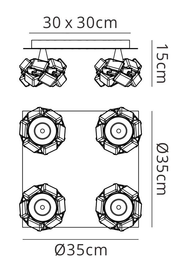 Artic Flush Ceiling 4 Light G9 Square, Polished Chrome