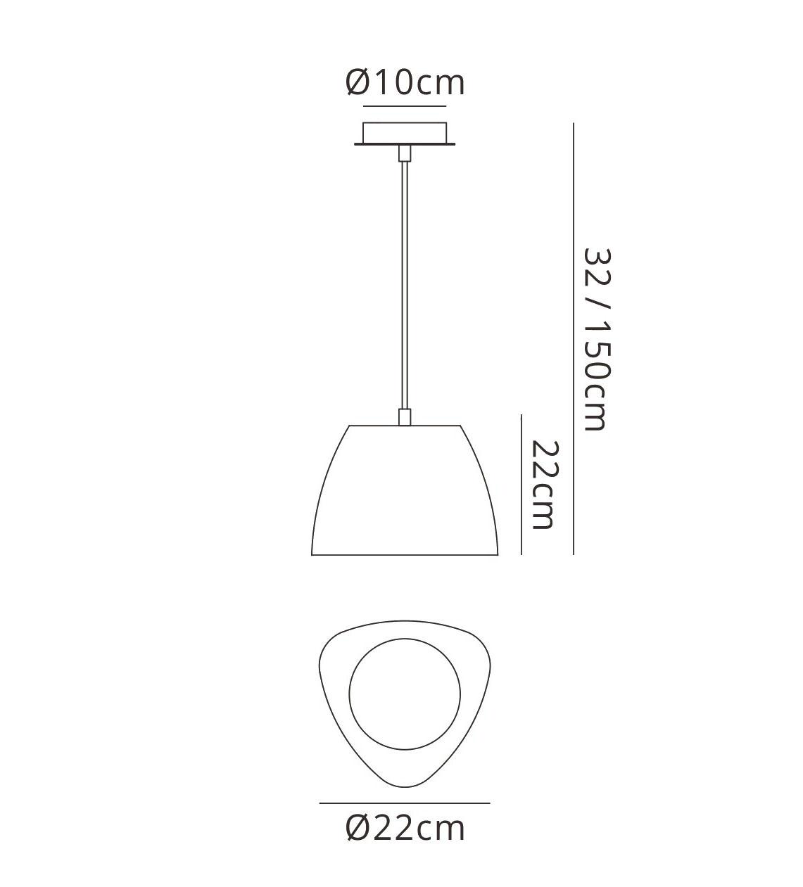 Triangle 22cm Pendant Small 1 Light E27, Cement/Polished Chrome