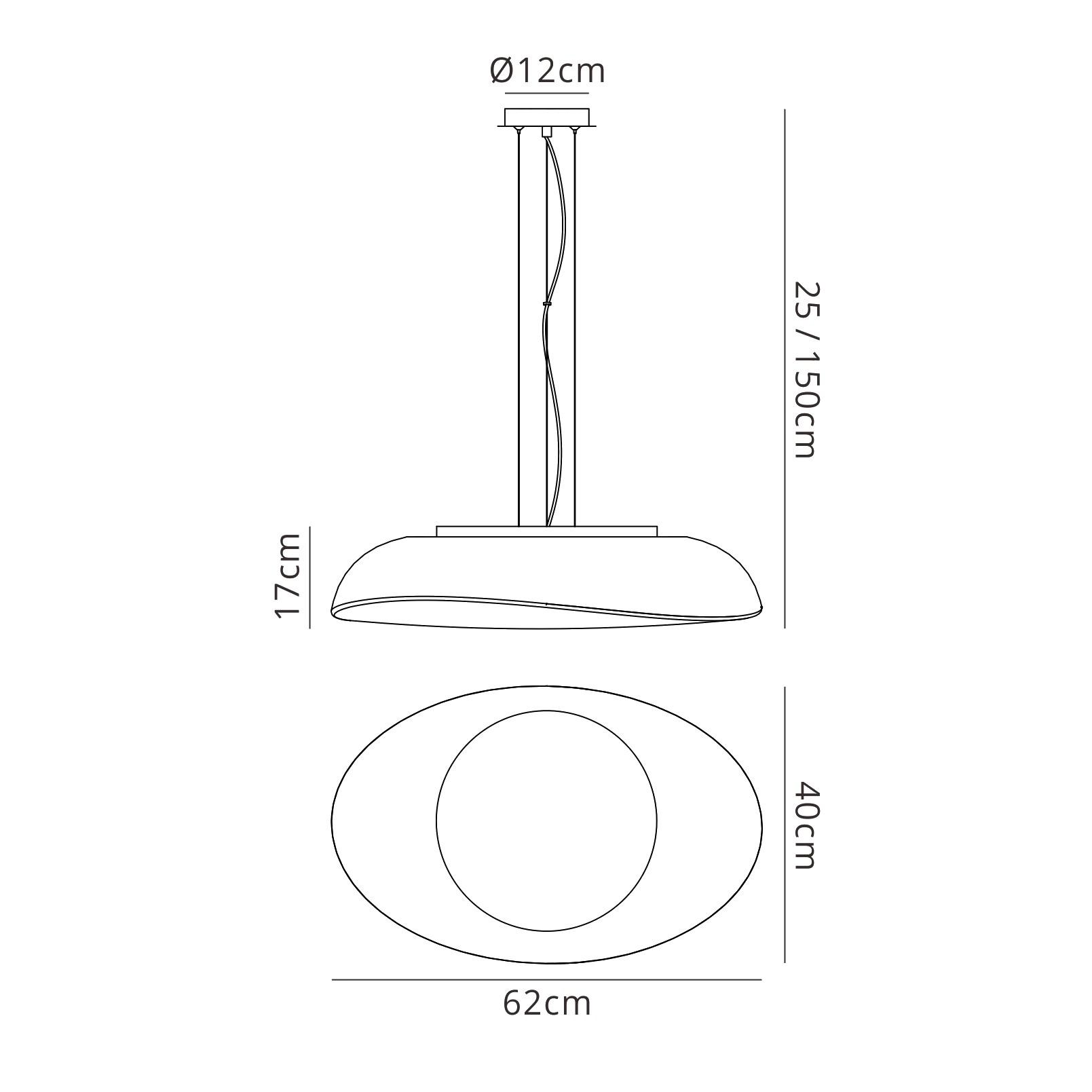 Opal Oval Pendant 4 Light E27, Polished Chrome/Frosted White Glass