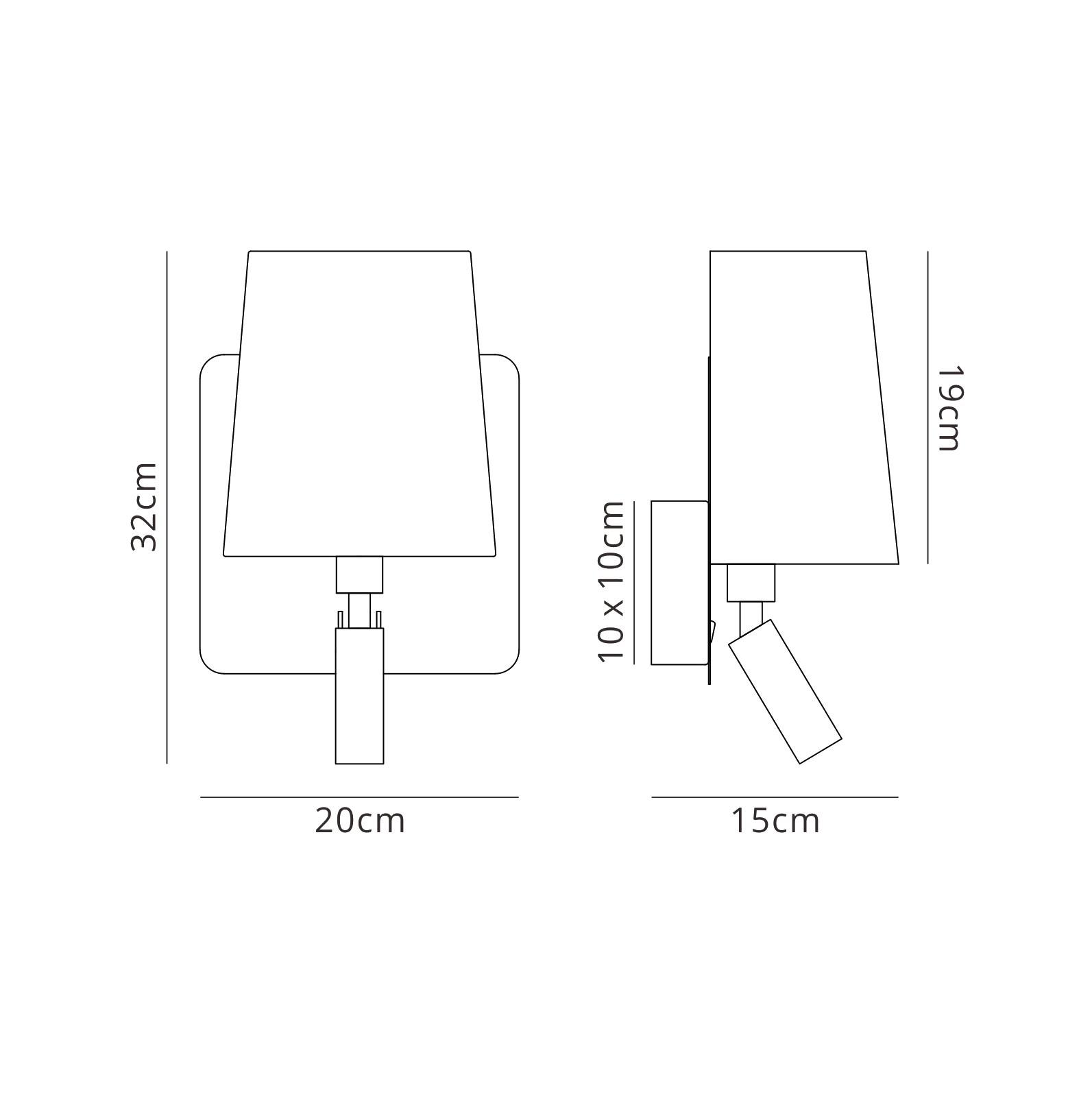 Bahia Wall Lamp With Large Back Plate 1 Light E27 + Reading Light 3W LED With White Shade Satin Nickel 4000K, 200lm, 3yrs Warranty