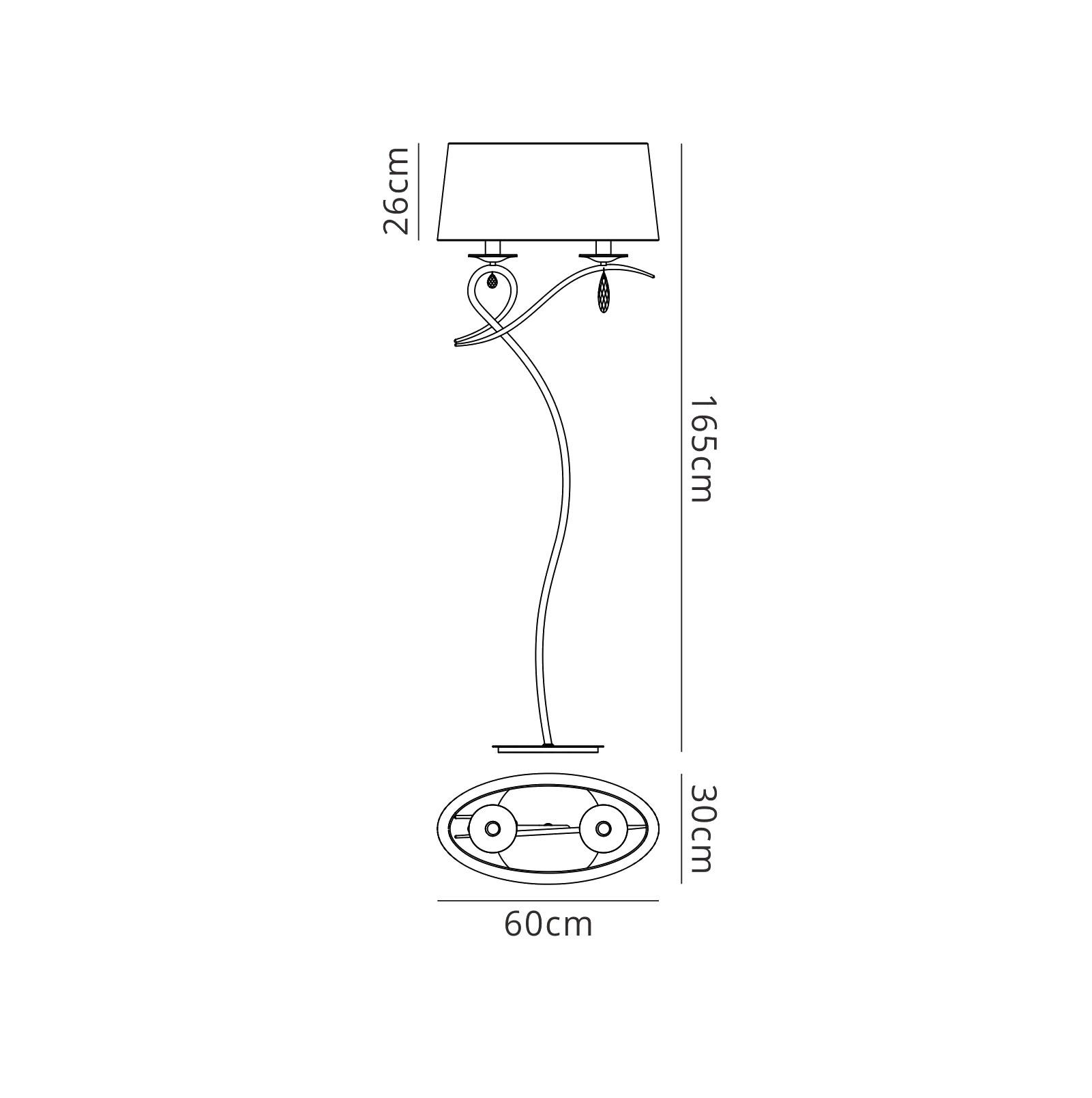 Louise Floor Lamp 2 Light E27 With White Shade Polished Chrome / Clear Crystal